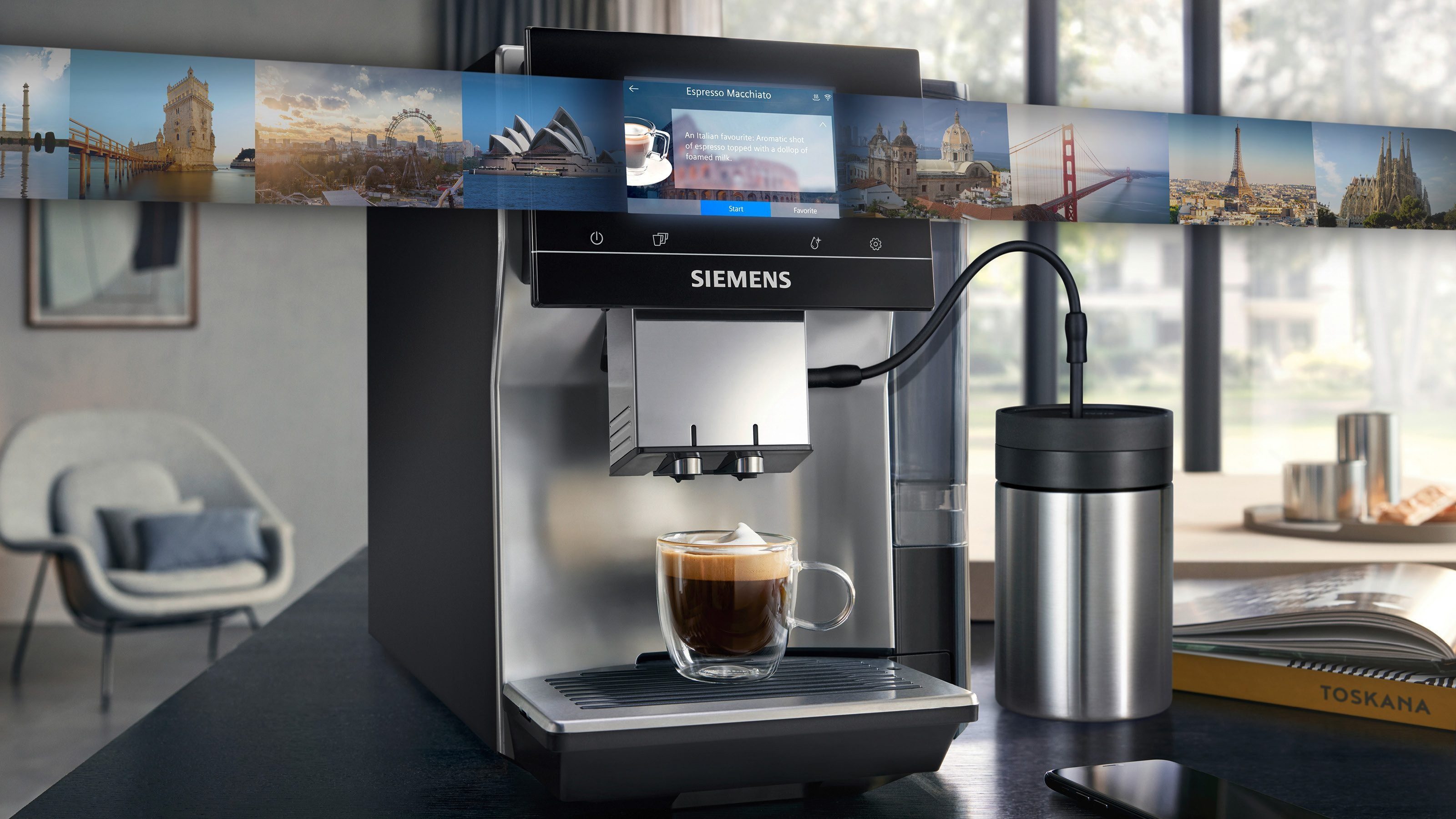SIEMENS Kaffeevollautomat TP715D01, SIEMENS EQ700 TP715D01 Kaffeevollautomat Grau 19 Bar 2,4L TFT