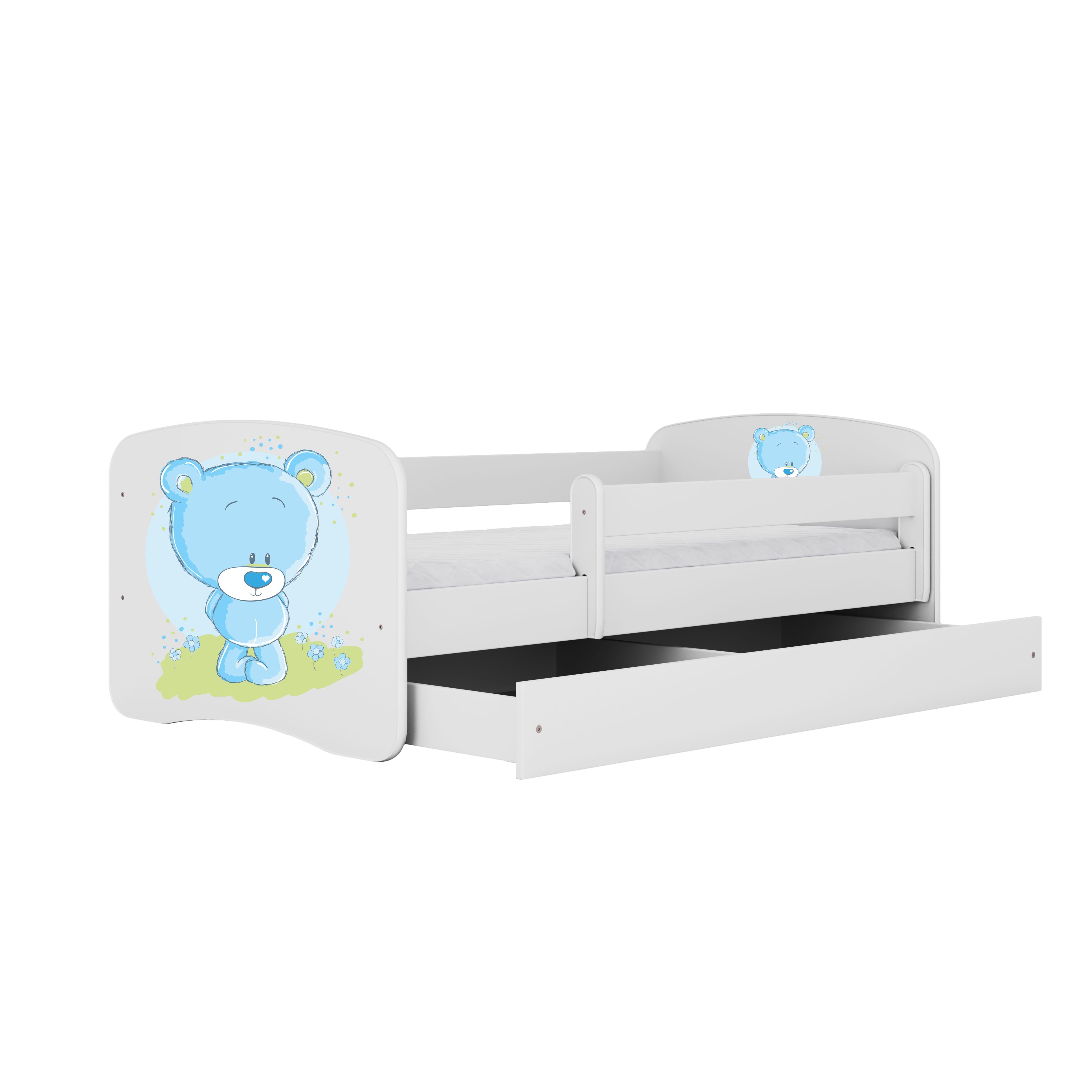 Raumhirsch Furniture Kinderbett 70x140, 80x160, 80x180 cm - Komplettset mit Matratze & Schublade (Bett für Mädchen, Einzelbett Kinder 2–12, mit Rausfallschutz & Lattenrost), verschiedene Farben & Designs