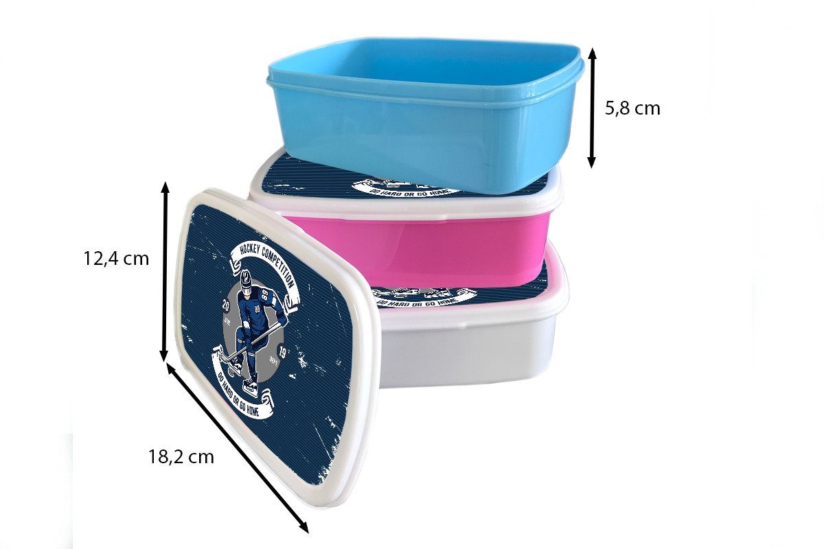 Kunststoff, für Kinder, Brotdose Brotbox Eishockey Kunststoff - Lunchbox MuchoWow Mädchen, (2-tlg), Zitat, Erwachsene, rosa - Snackbox, Retro