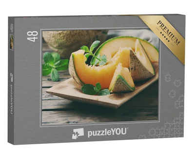 puzzleYOU Puzzle Frische süße Orangenmelone, 48 Puzzleteile, puzzleYOU-Kollektionen Obst, Essen und Trinken