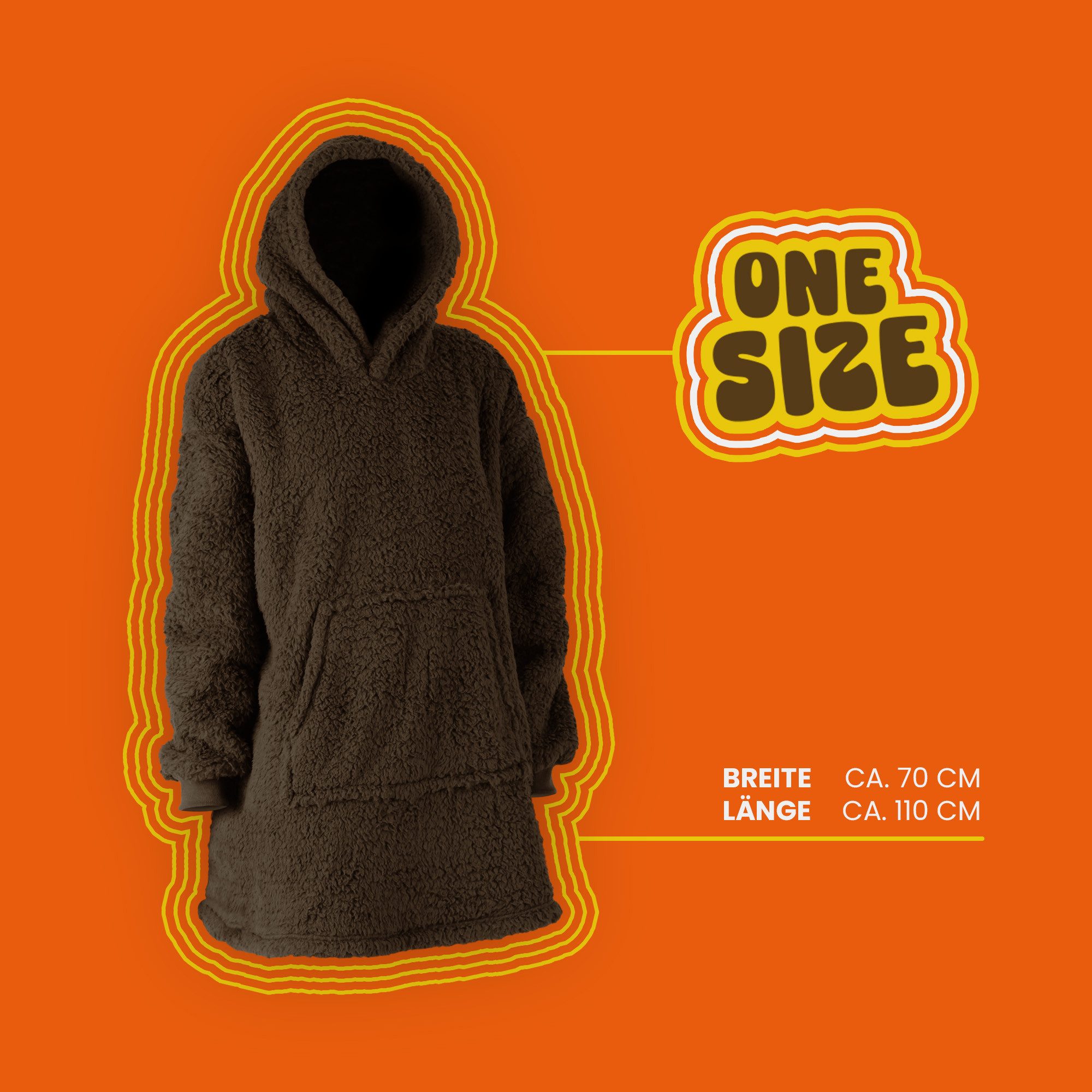 hemmy Fashion Hoodie Kuschelhoodie Oversize Sherpa Fleece Kuscheldecke mit Ärmel / Kapuze, One Size