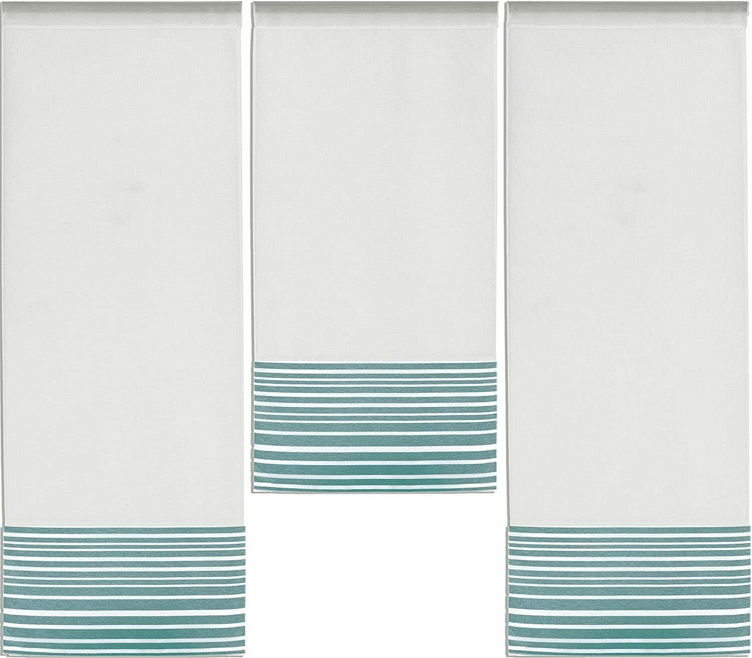 (3 Set, 3-teilig, Clever-Kauf-24, Scheibengardine St), Design Flächenvorhang Mini 4027-04, petrol, transparent