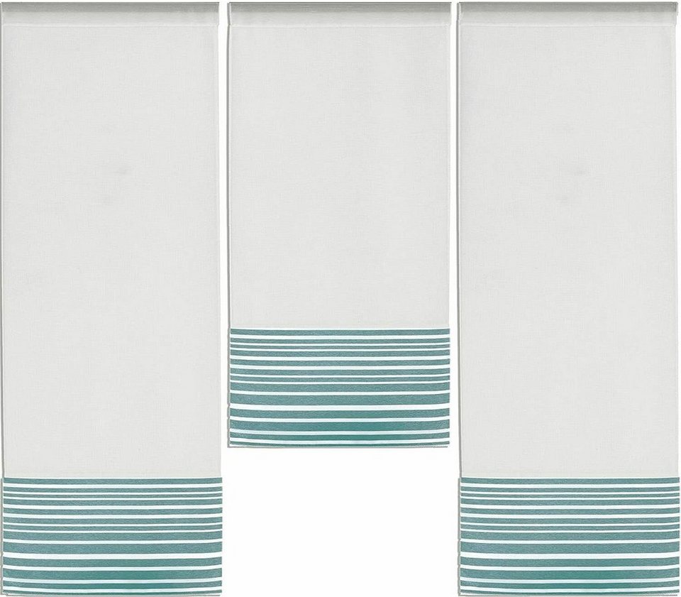 Scheibengardine Design Mini Flächenvorhang Set, petrol, 4027-04, 3-teilig,  Clever-Kauf-24, (3 St), transparent