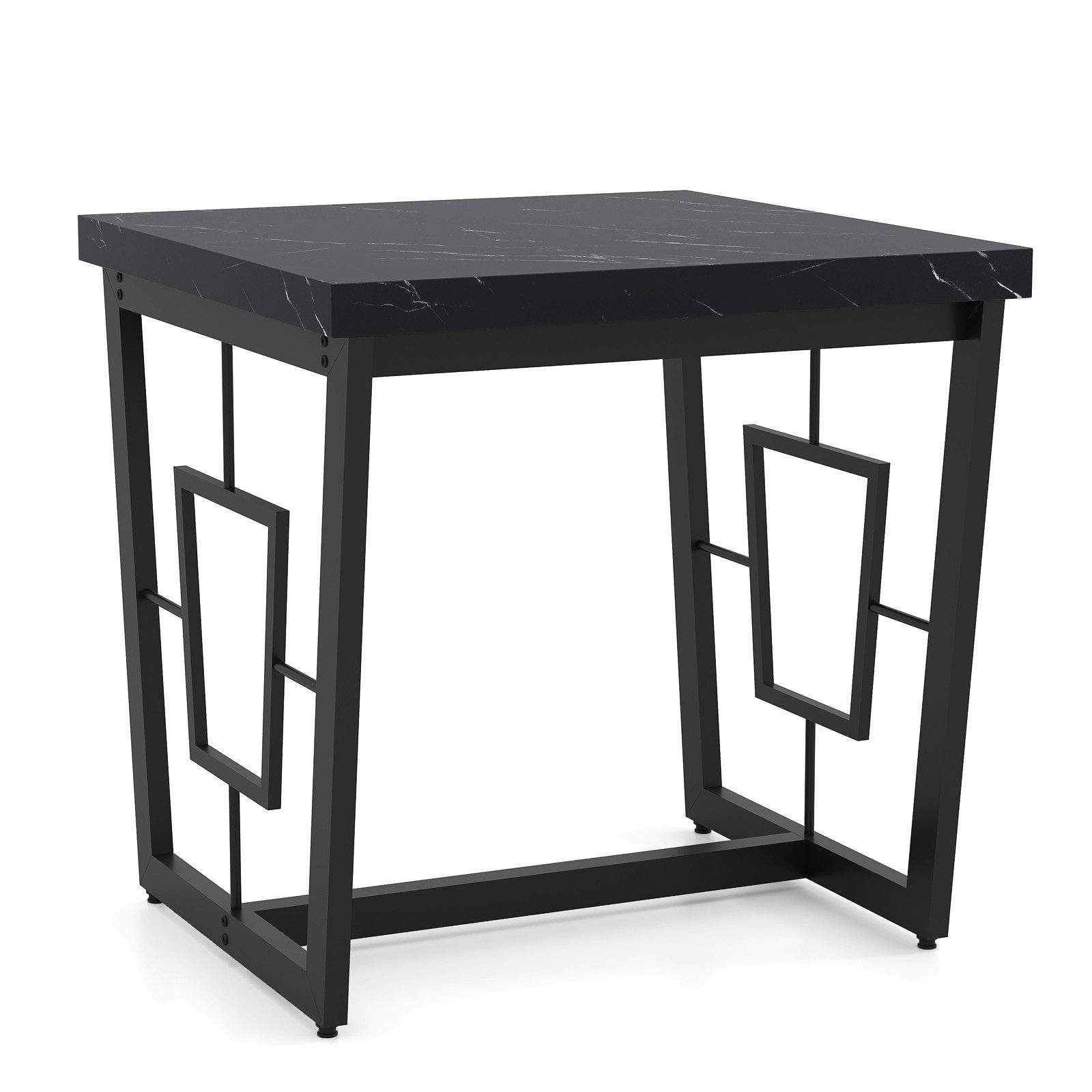 COSTWAY Beistelltisch, rechteckig Couchtisch klein Marmor Nachttisch schwarz
