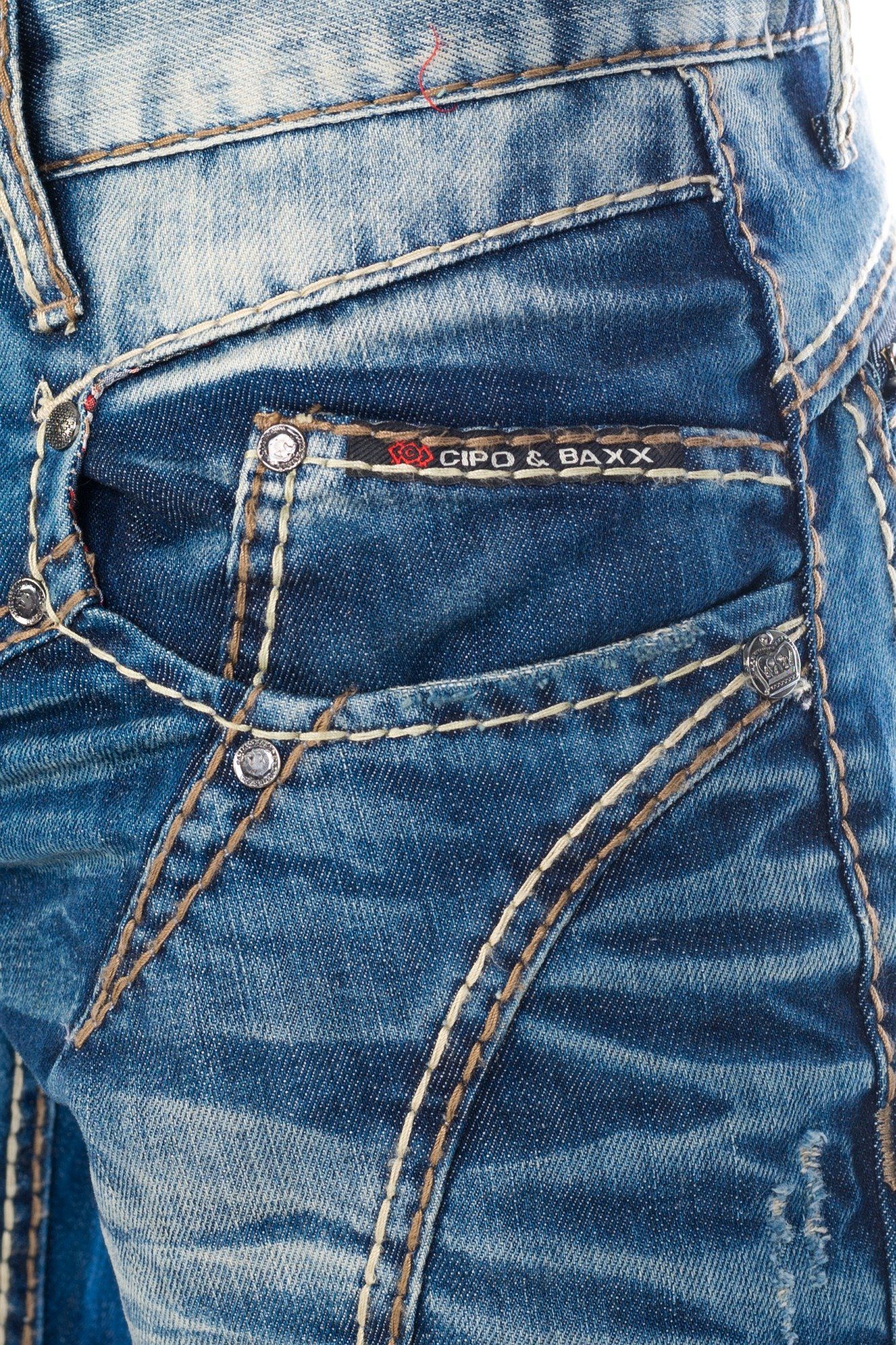 Regular-fit-Jeans Herren Jeans Hose mit ausgefallener Nahtstruktur