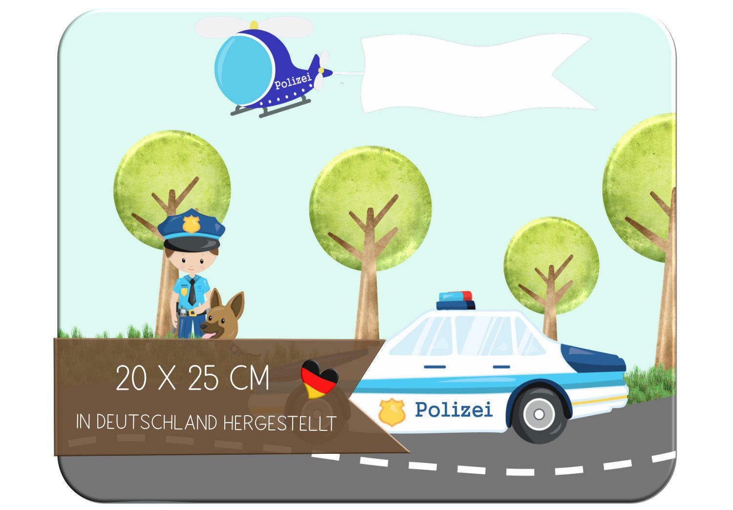 CreaDesign Frühstücksbrett Kinder Polizei Brettchen, Kunststoff, 20x25 cm, Kunststoff, (1-St)