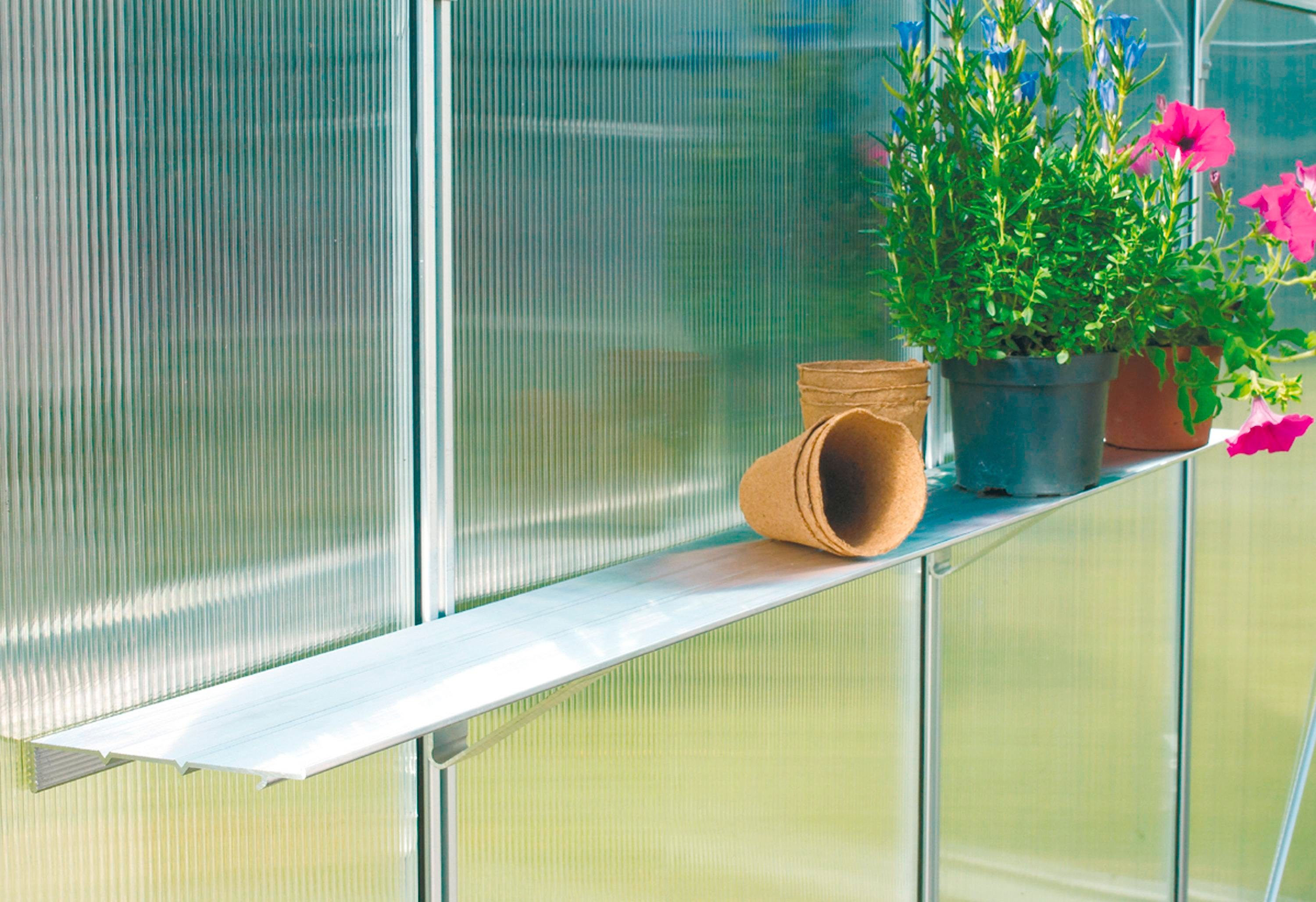 Vitavia Wandregal, BxT: 122x15 cm, für Gewächshäuser, silberfarben