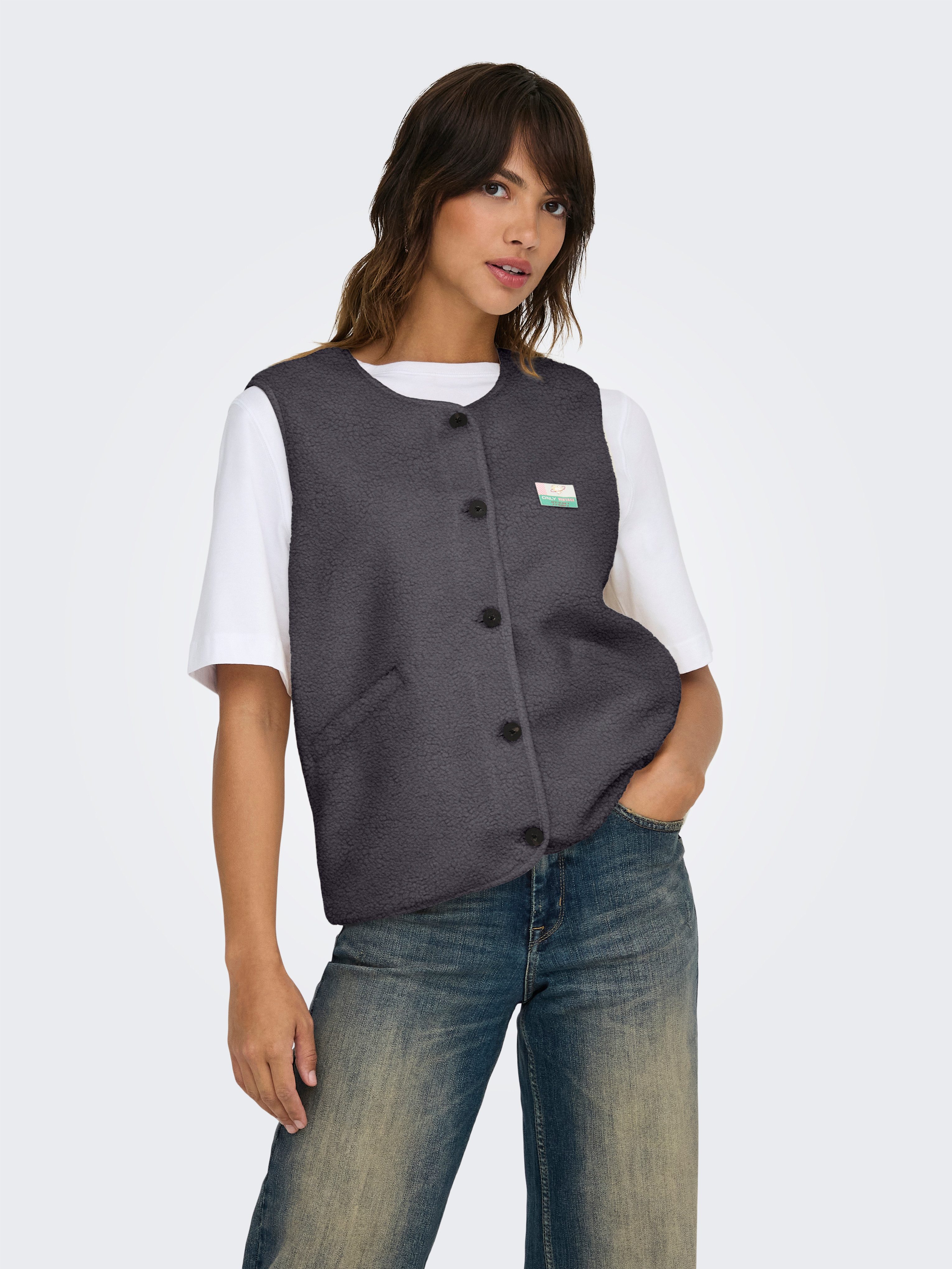 ONLY Plüschweste ONLBABY LIFE TEDDY VEST PNT CS Kunstfaser Plüsch