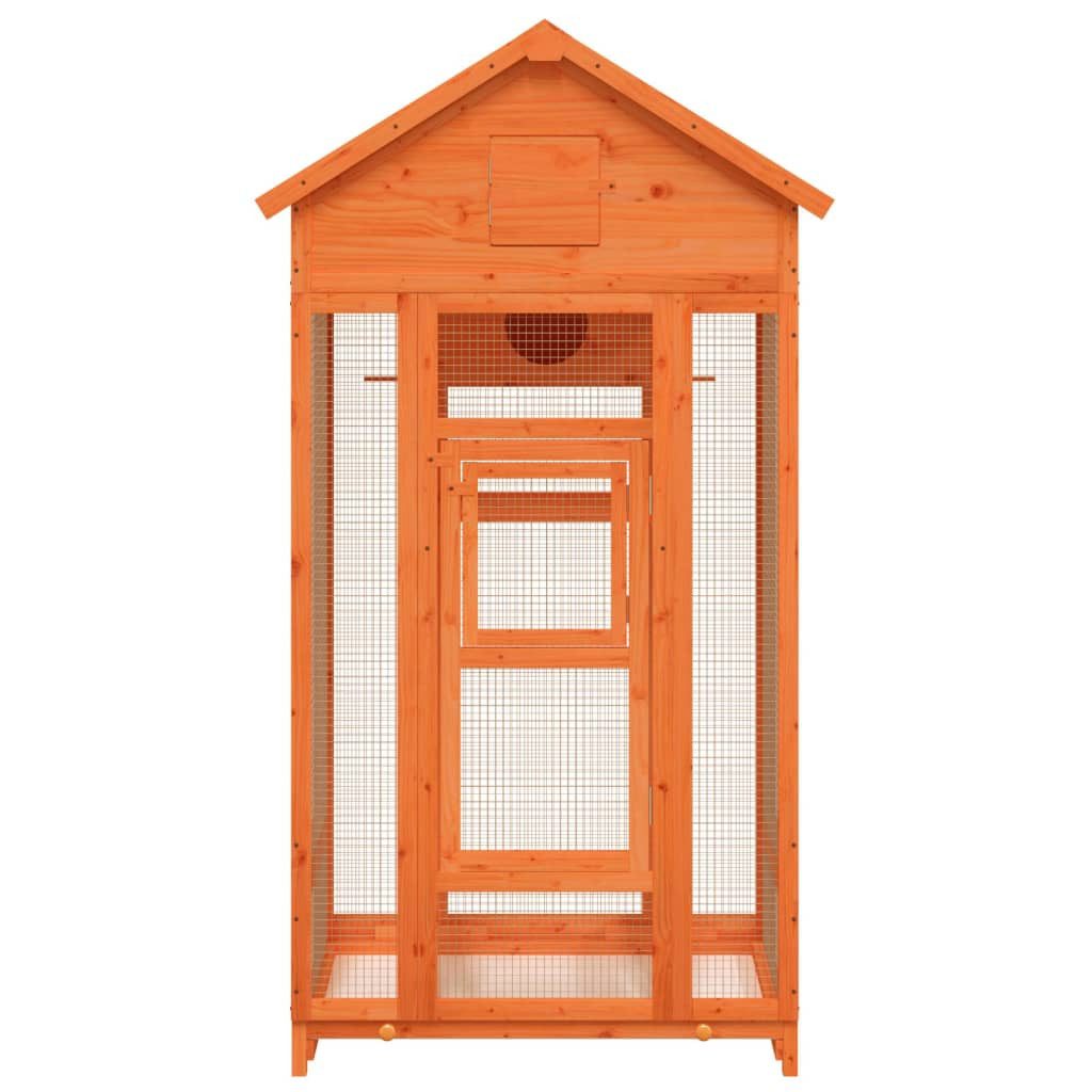vidaXL Voliere, Braun 91,5x53x170 cm Massivholz Kiefer