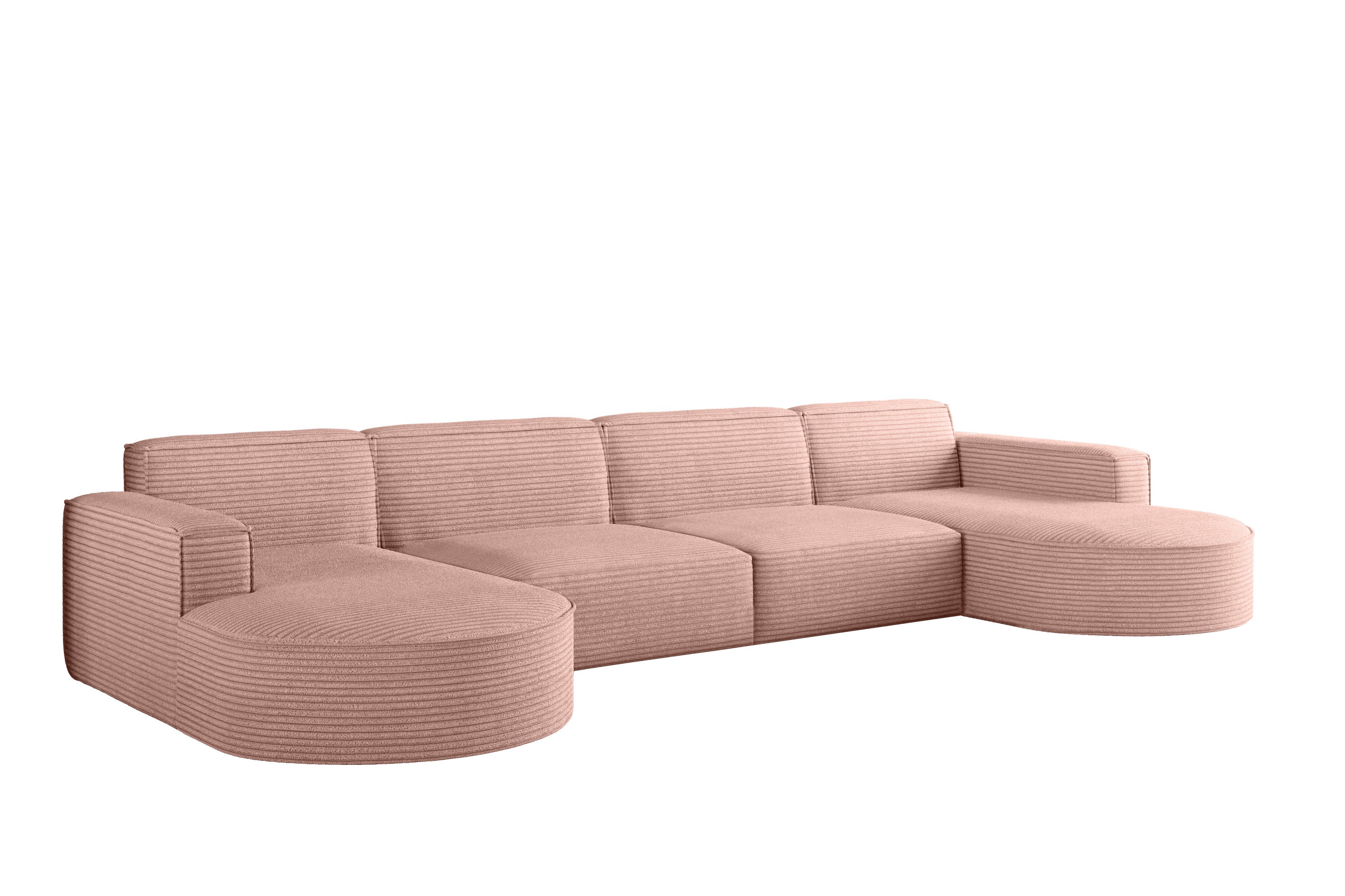 Kaiser Möbel Ecksofa Designer MODENA U XL stoff Dicker cord Poso, Viele Farben, praktisch und komfortabel
