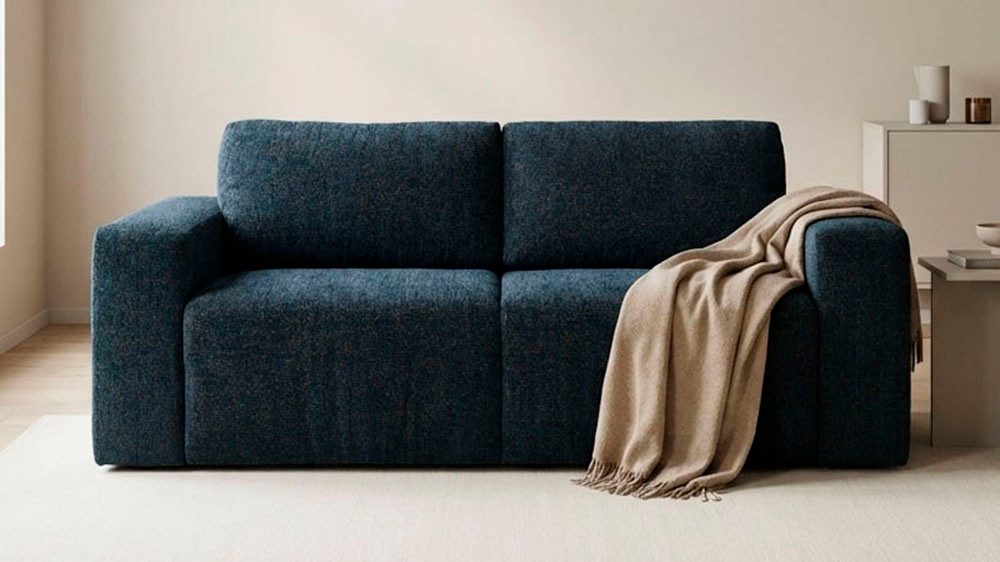 DOMO collection 2-Sitzer Nerio, 207 cm breit, minimalistisch, modern, formatabile Polsterung, Ausziehbar, Schlaffunktion