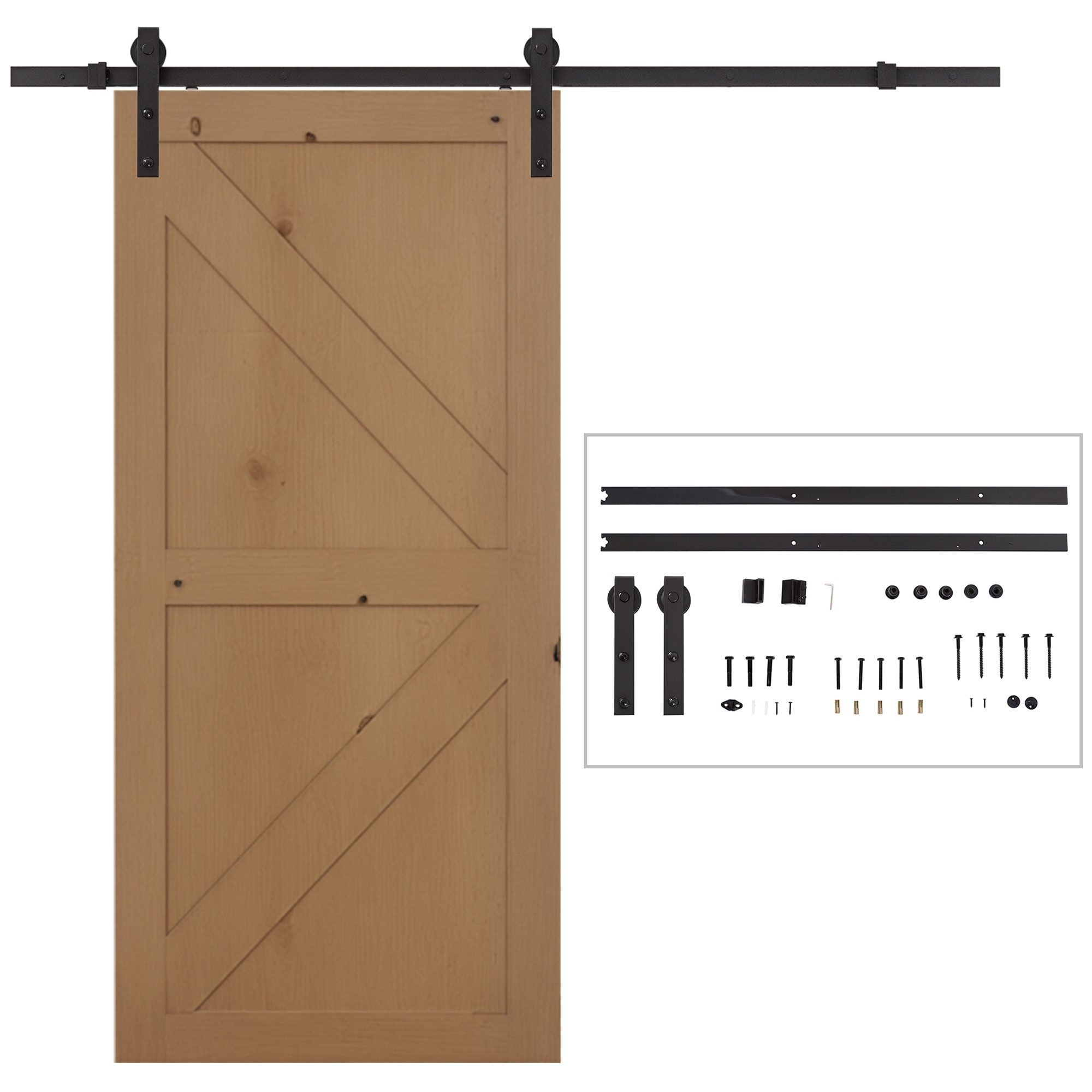 HOMCOM Türbeschlag 200 cm (Schiebetürsystem, 1 St., Schiebetüren-Beschlagsatz), aus Kohlenstoffstahl Schwarz