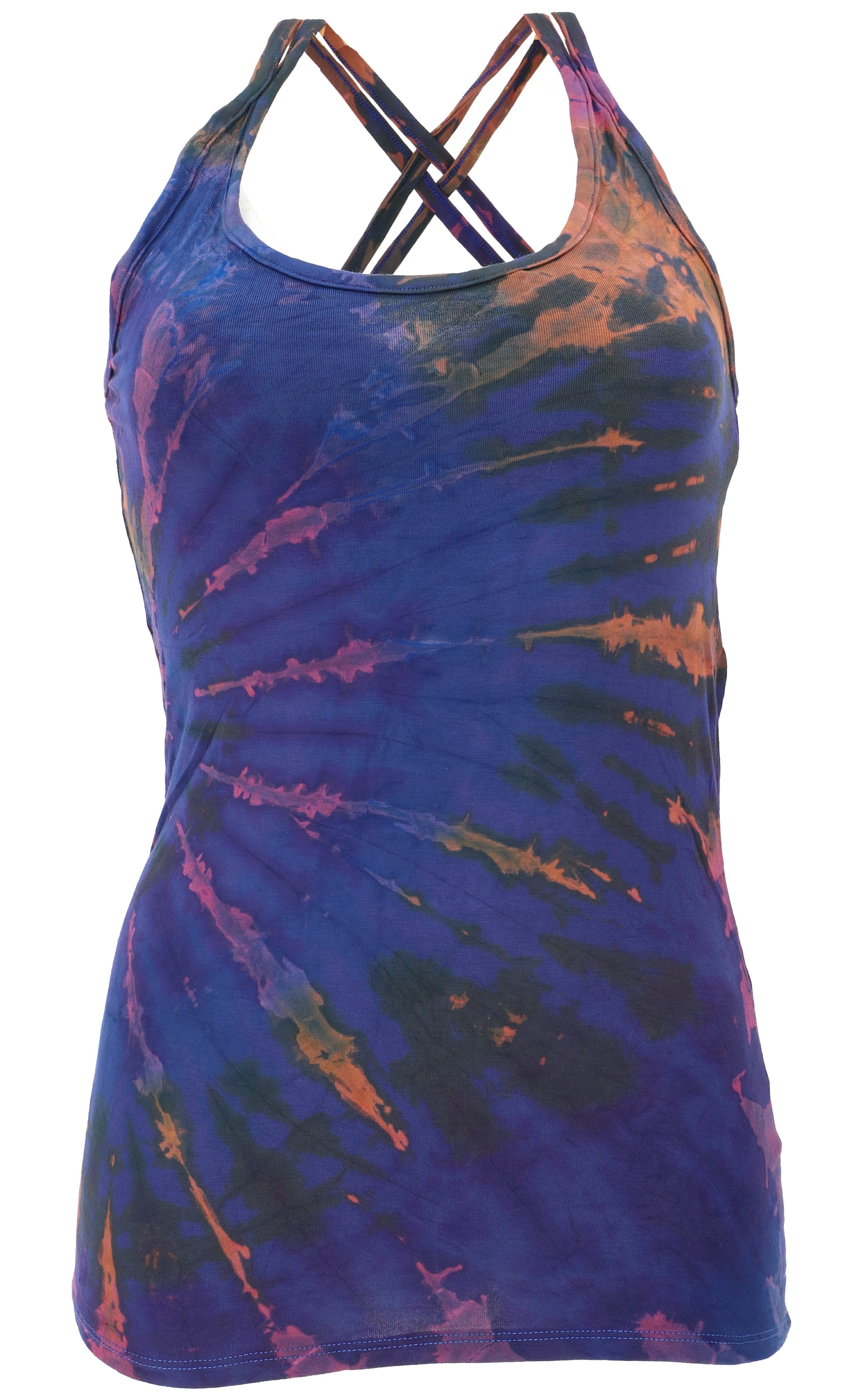 Guru-Shop T-Shirt Sommerliches Batik Yoga Top, Unikat Tie Dye Top.. Festival, Ethno Style, Hippie, alternative Bekleidung