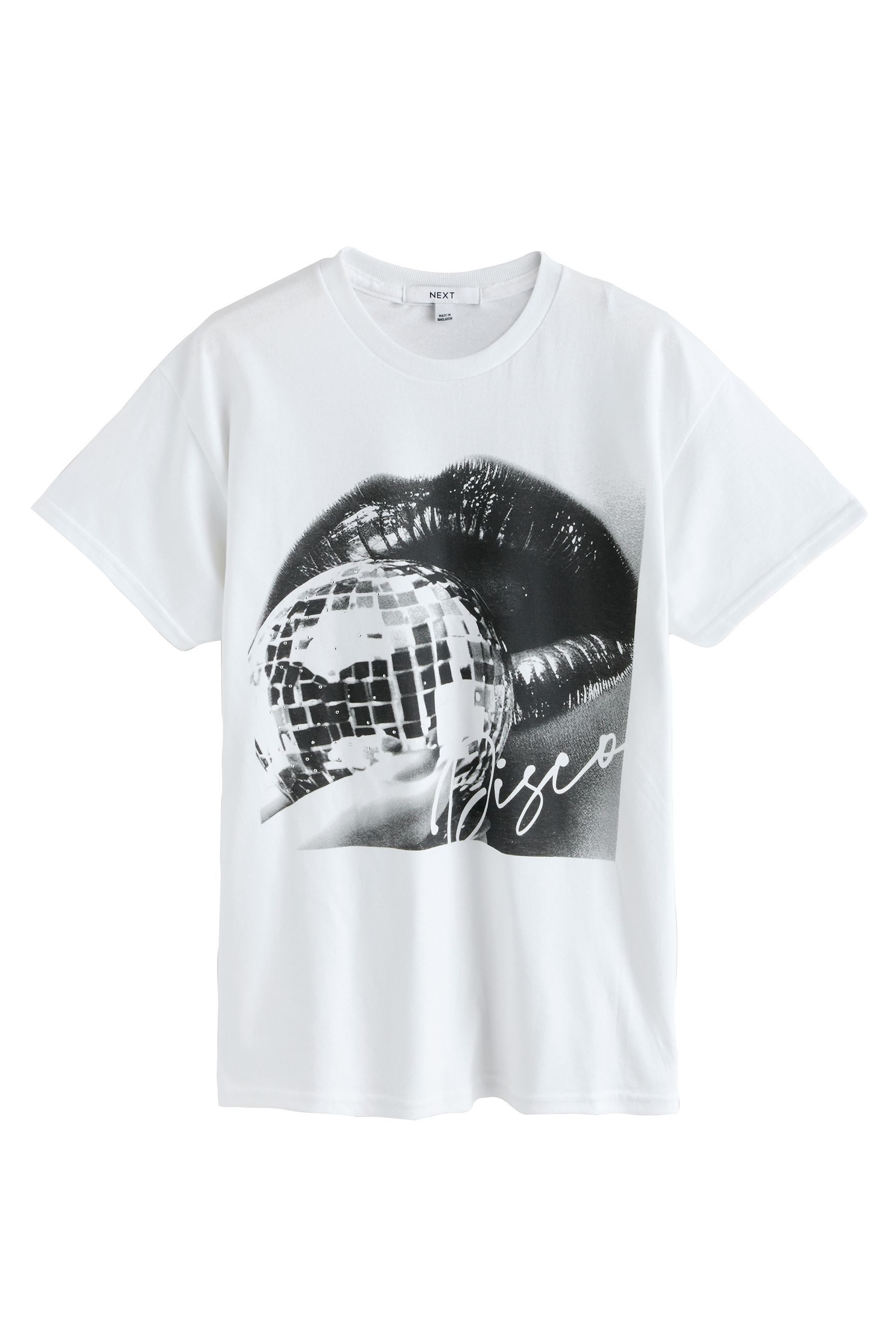 T-Shirt Oversized Fit T-Shirt mit grafischer Disco-Kugel