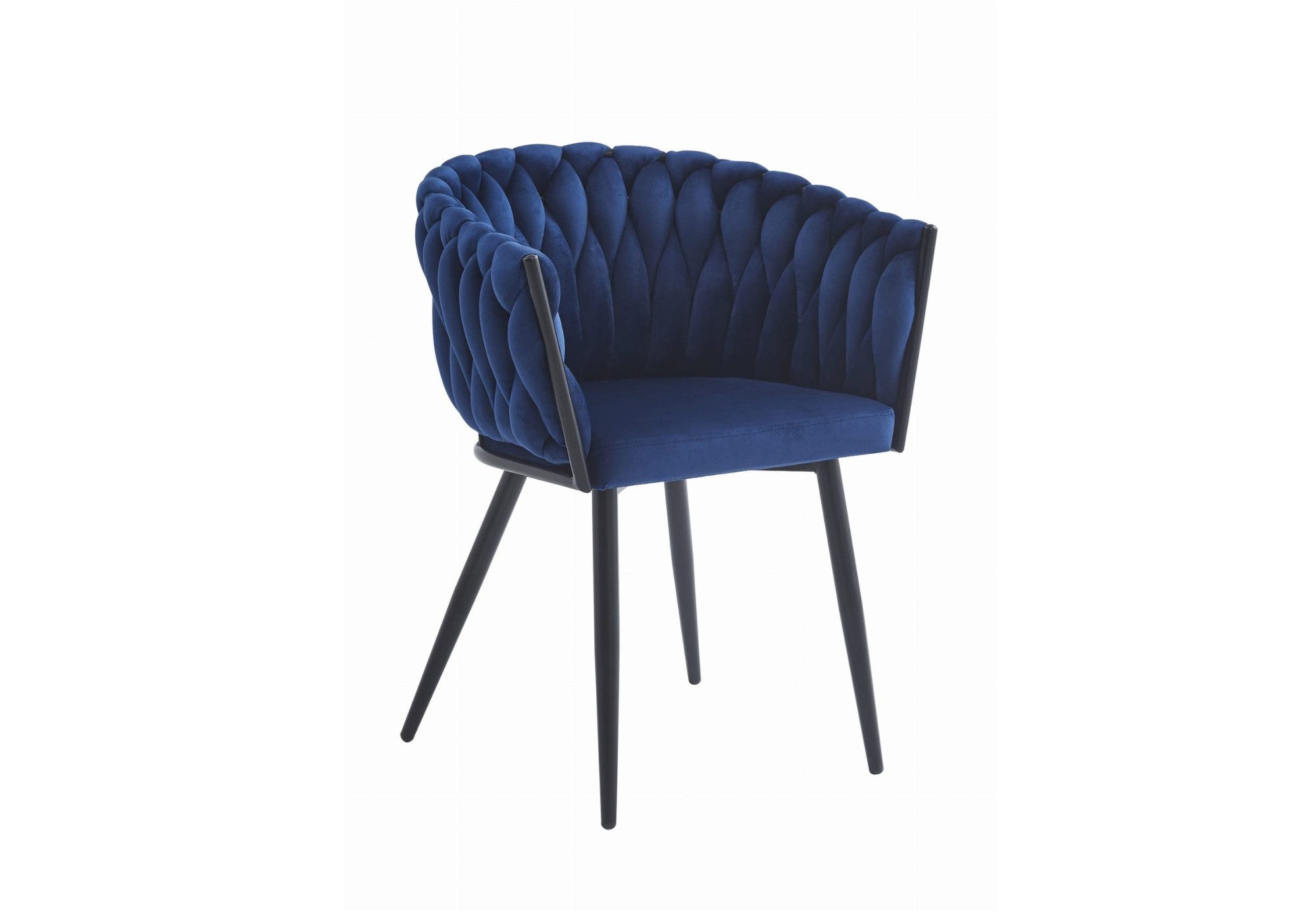 Home Collective Polsterstuhl mit gestepptem Design, Gepolstert ergonomisch 79 cm Höhe (Schreibtischstuhl geeignet für Wohnzimmer, Büro, Schlafzimmer, Esszimmer, 61 cm Breite), marineblauer Samtsitz mit schwarzen Metallbeinen 110 kg belastbar