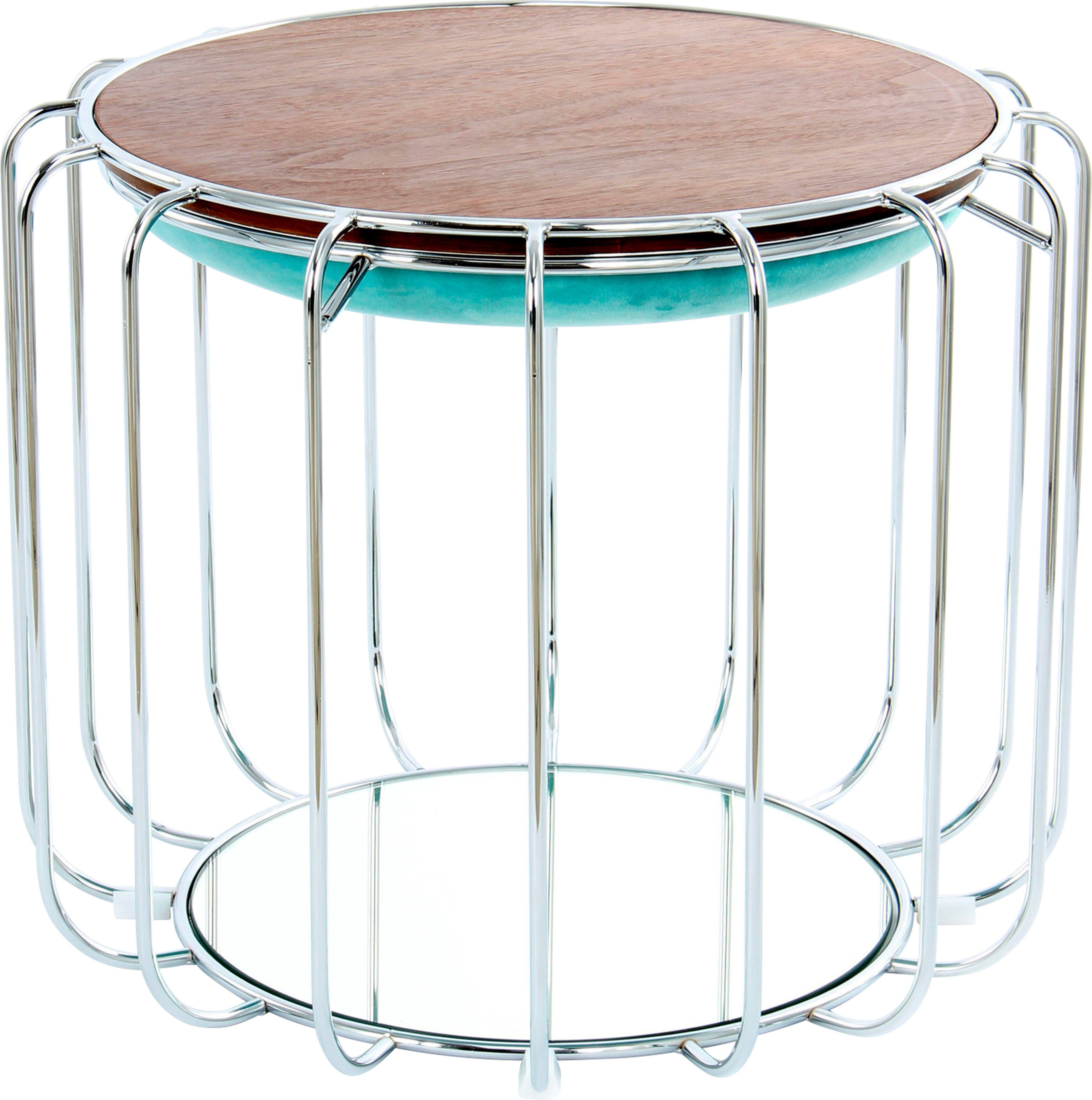 Pouf | / Tisch praktisch Hocker, 110, mit oder Beistelltisch Beistelltisch umzuwandeln mint Spiegelglas Comfortable in Kayoom silber