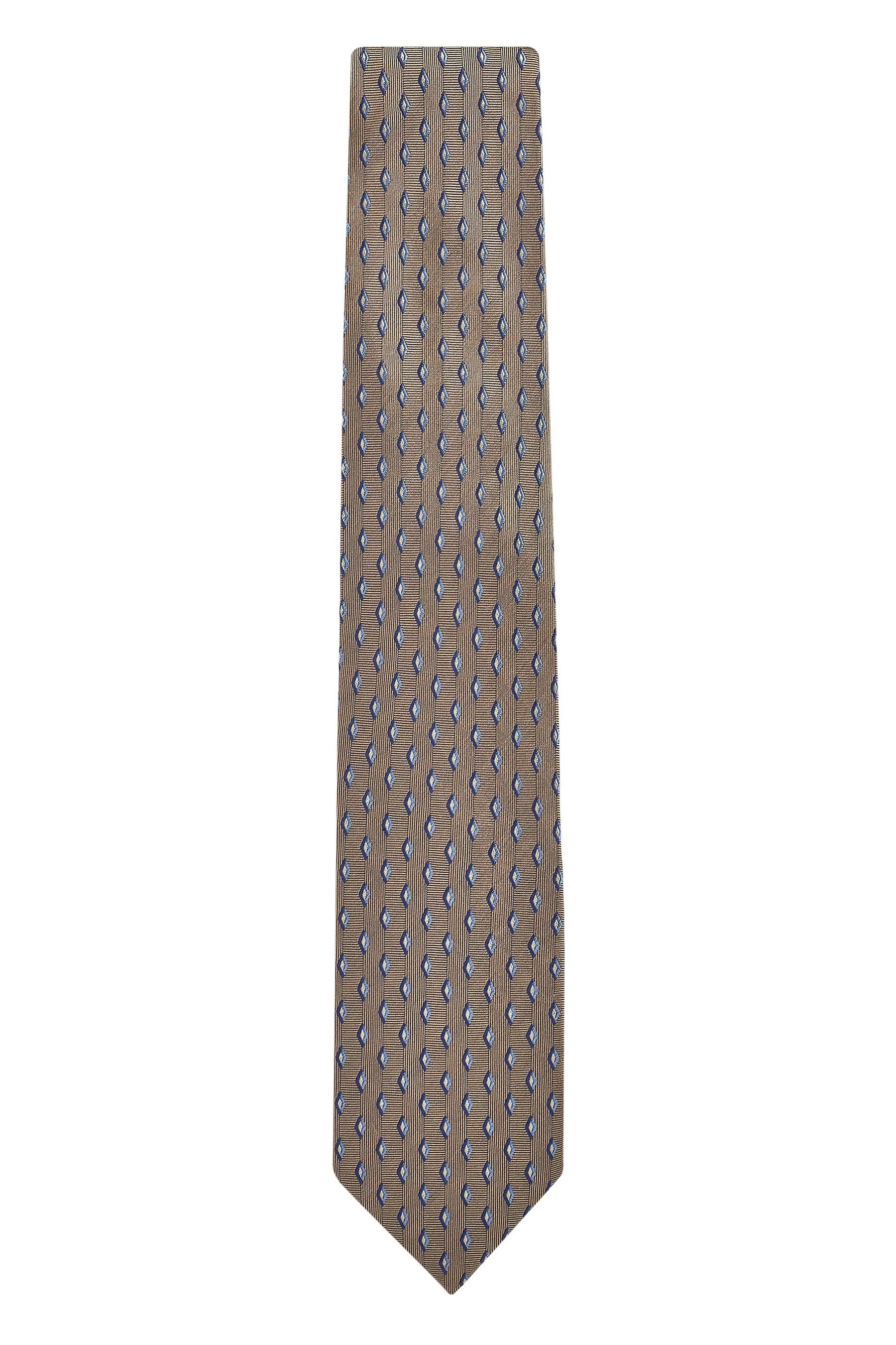 breit Brown Geometric Next Seidenkrawatte, (1-St) Strukturierte Neutral Krawatte