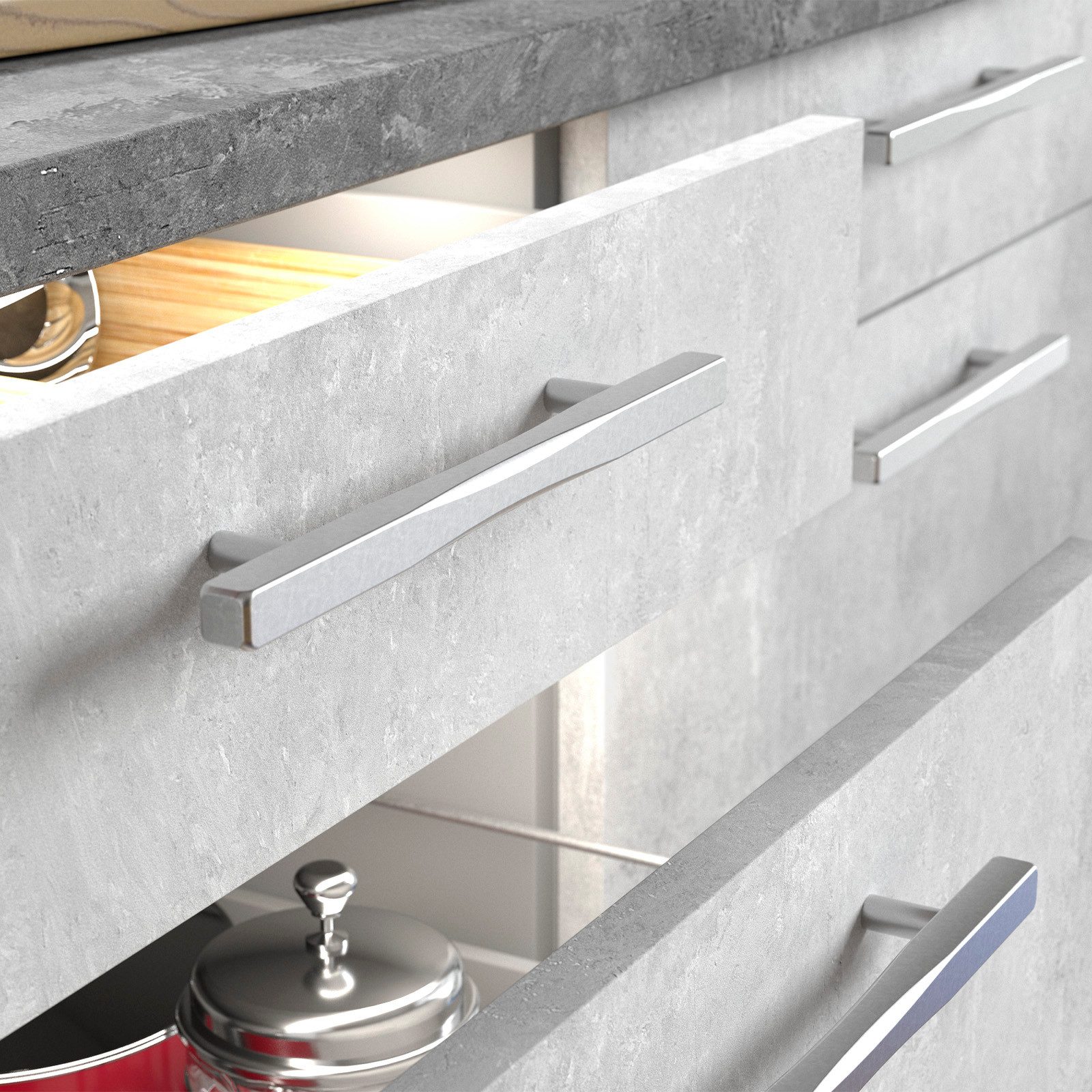 SO-TECH® Möbelgriff Bügelgriff KELD, BA 160 mm, inkl. Schrauben (Spar-Set, 5-St), Zinnfarbig dunkel von SCHÜCO ALU COMPETENCE