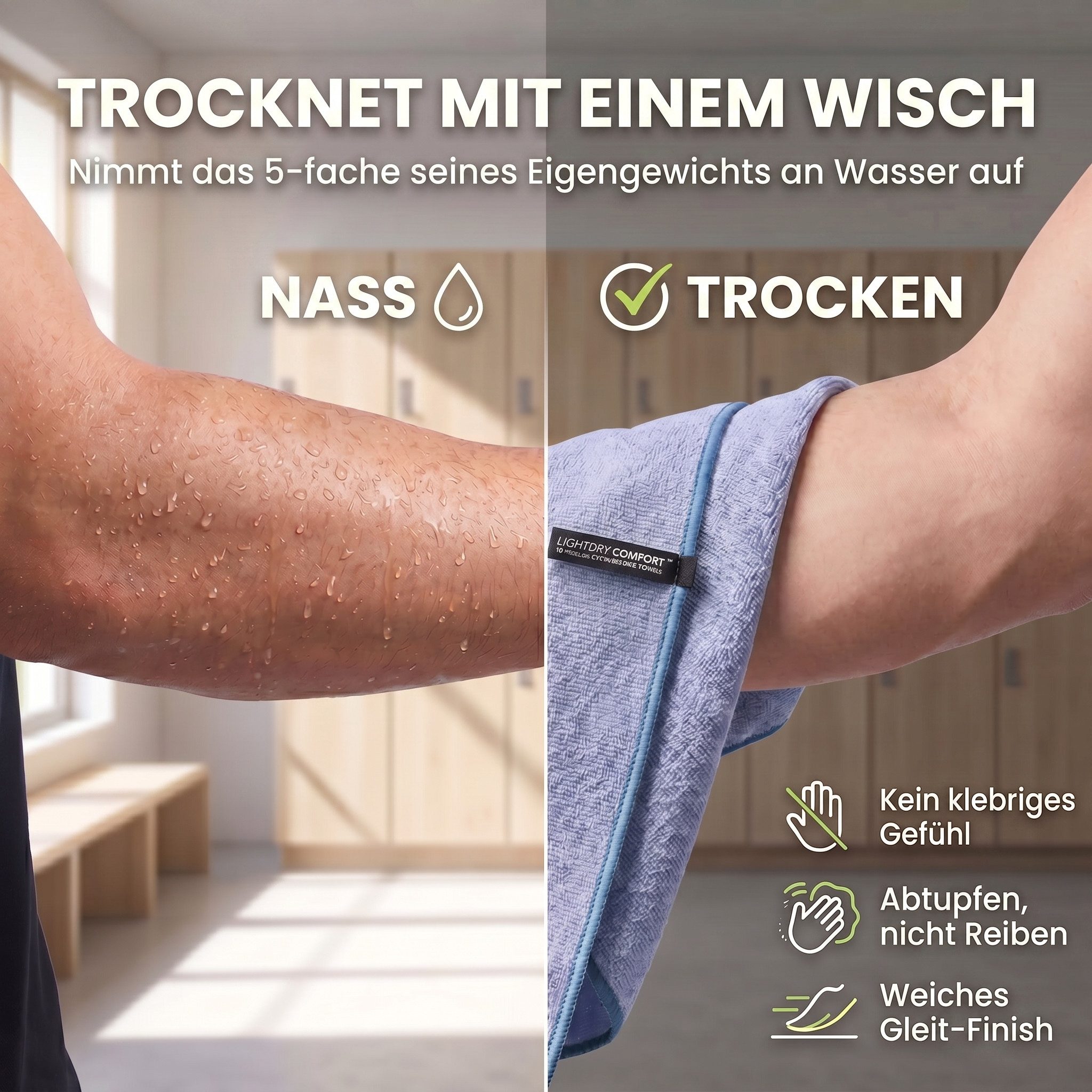 LightDry Reisehandtuch LightDry Reisehandtuch – Leichtes Mikrofaser-Sport und Strandhandtuch, Sport, Strand & Badehandtuch – Bild 4 von 5