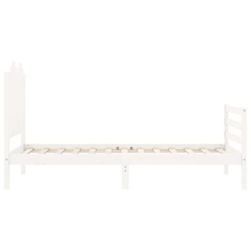 vidaXL Bett Massivholzbett mit Kopfteil Weiß 90x200 cm