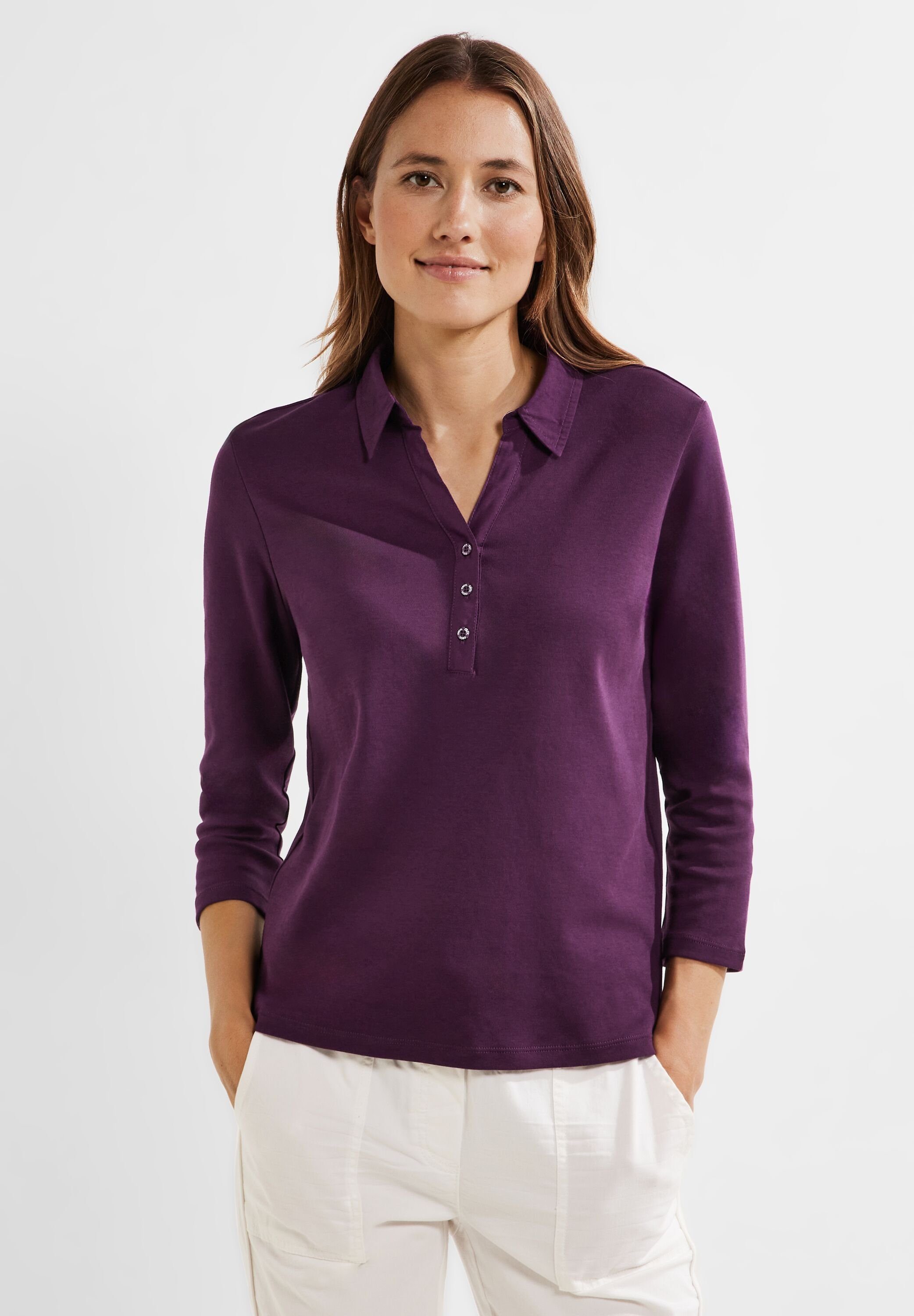 Cecil Poloshirt Unifarbe in deep berry