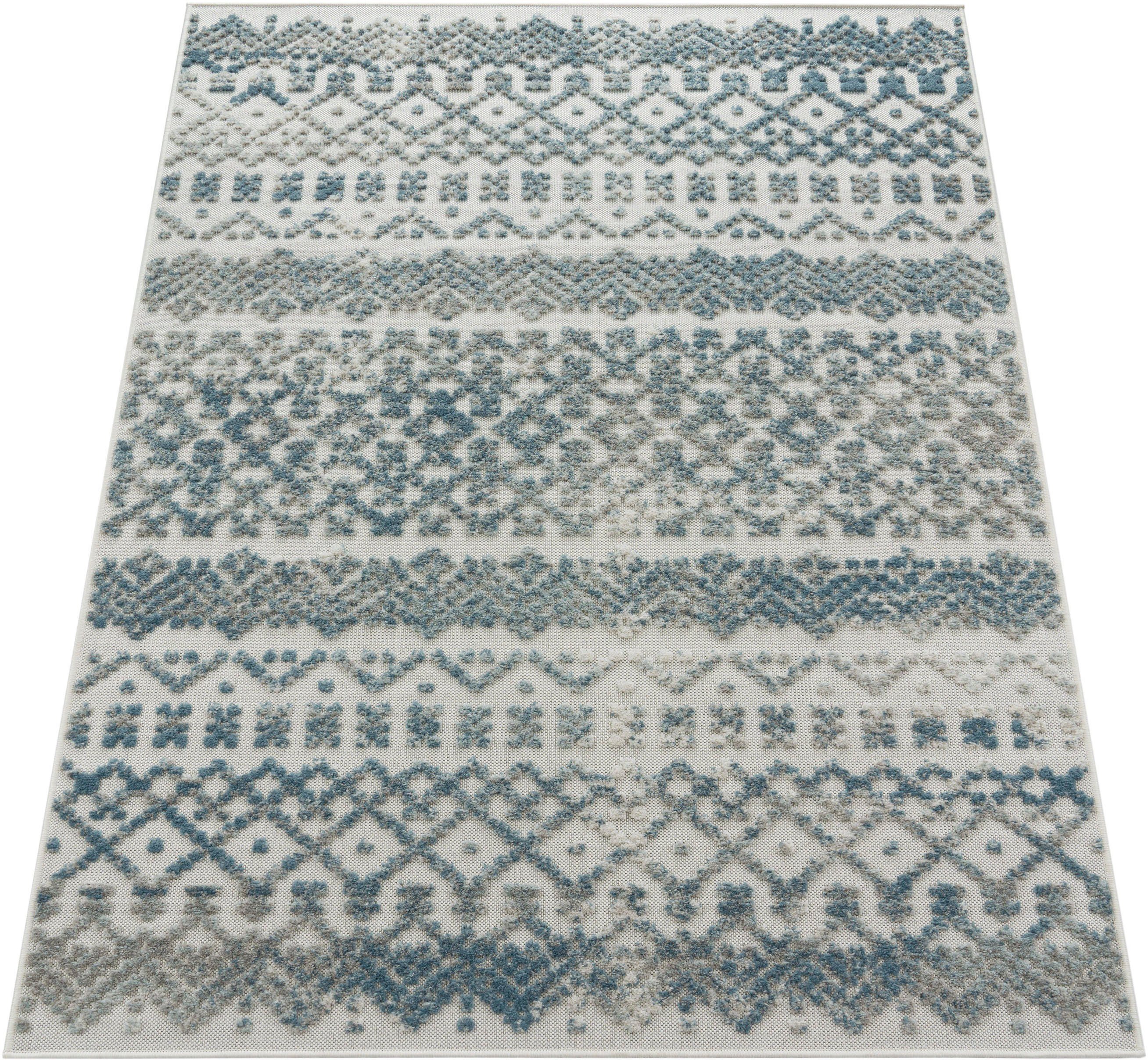 Teppich Stilo 864, Paco rechteckig, Höhe: Hoch-Tief In- mm, 10 geeignet als auch Effekt, Läufer, und Outdoor Home, Türkis Scandi