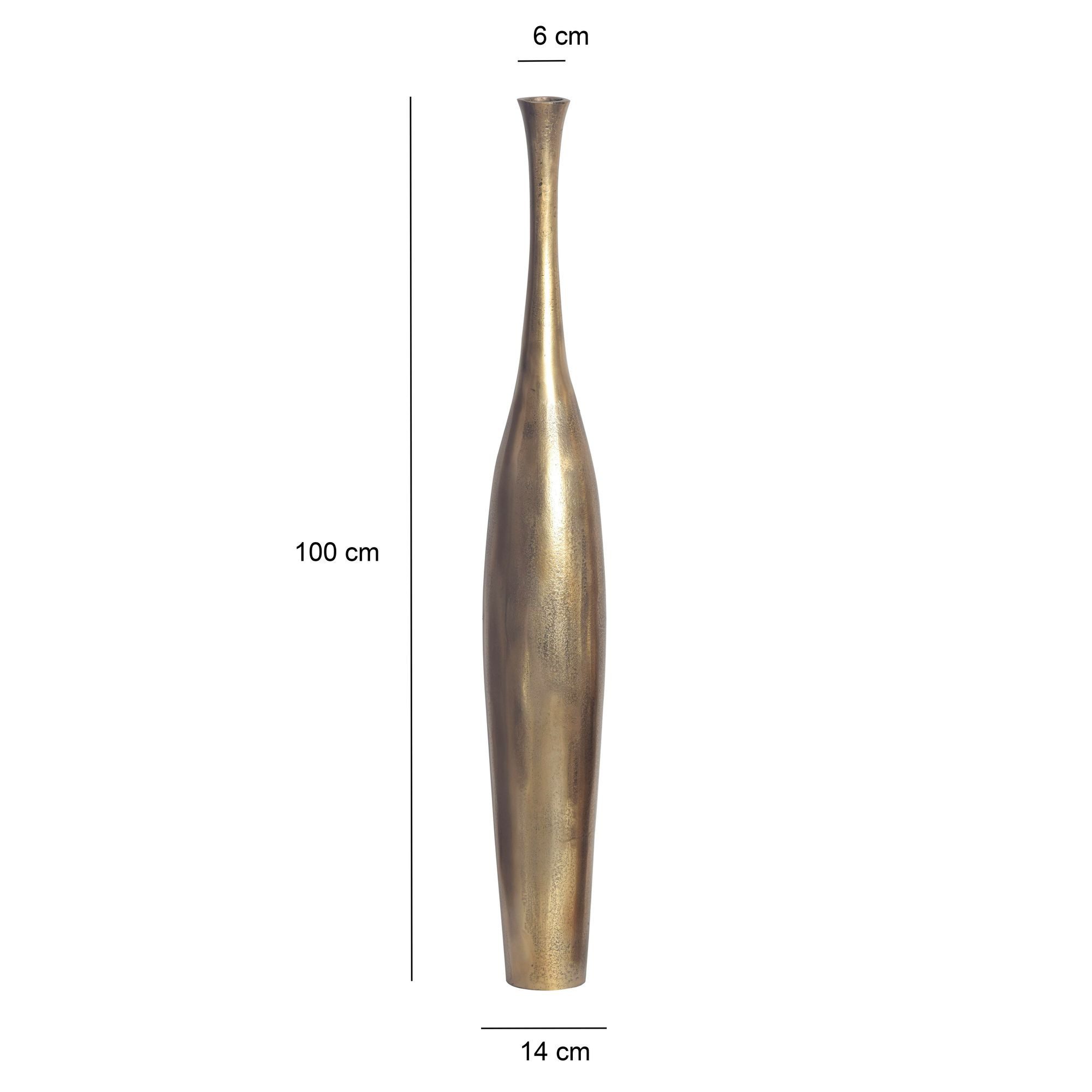 FINEBUY Bodenvase FB65126 Vase Aluminium Gold Blumenvase XXL Wohndeko Groß Alu Modern (100 cm Aluminium Gold Modern Groß), Hohe Alu Blumenvase Handgefertigt, Vase für Blumen