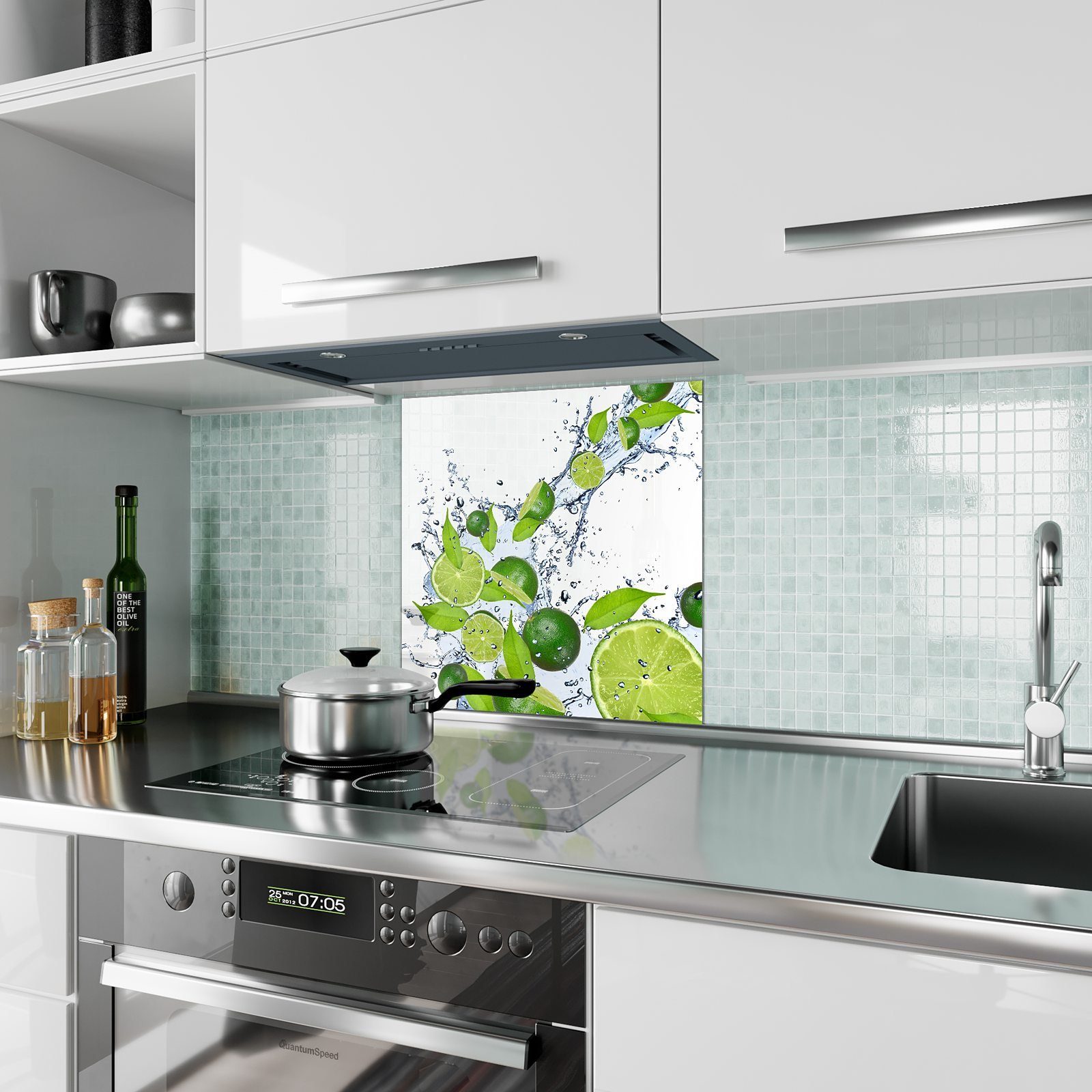 Splash Glas Limette Primedeco im Spritzschutz Küchenrückwand