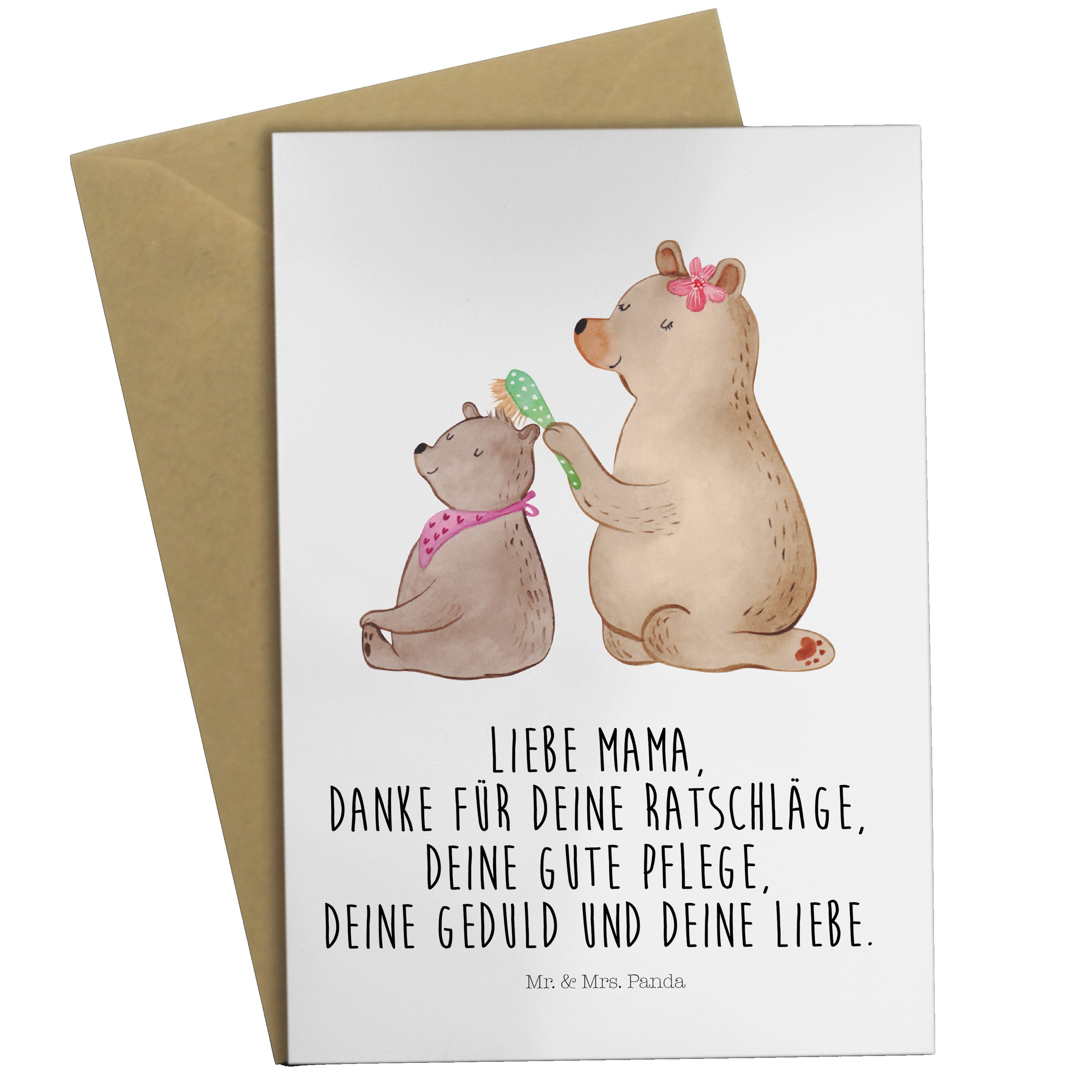 Mr. & Mrs. Panda Grußkarte Bär mit Kind - Weiß - Geschenk, Glückwunschkarte, Karte, Papa, Geburt