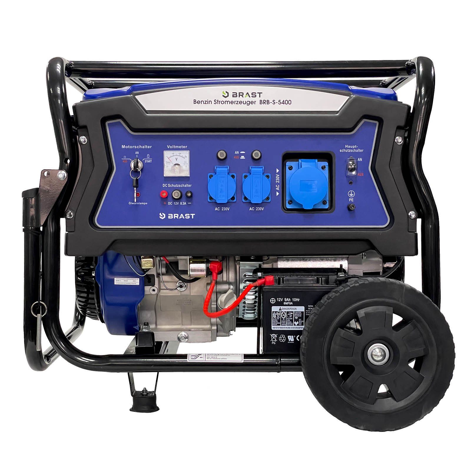 bis Anschlüsse 5000 E-Start, Watt mit BRAST Stromerzeuger Generator zu lange), Laufzeiten Einsatz (15PS) 22 Stunden 420cm³ für (Zahlreiche 4-Takt-Motor Stromgenerator 11kW flexiblen Benzin