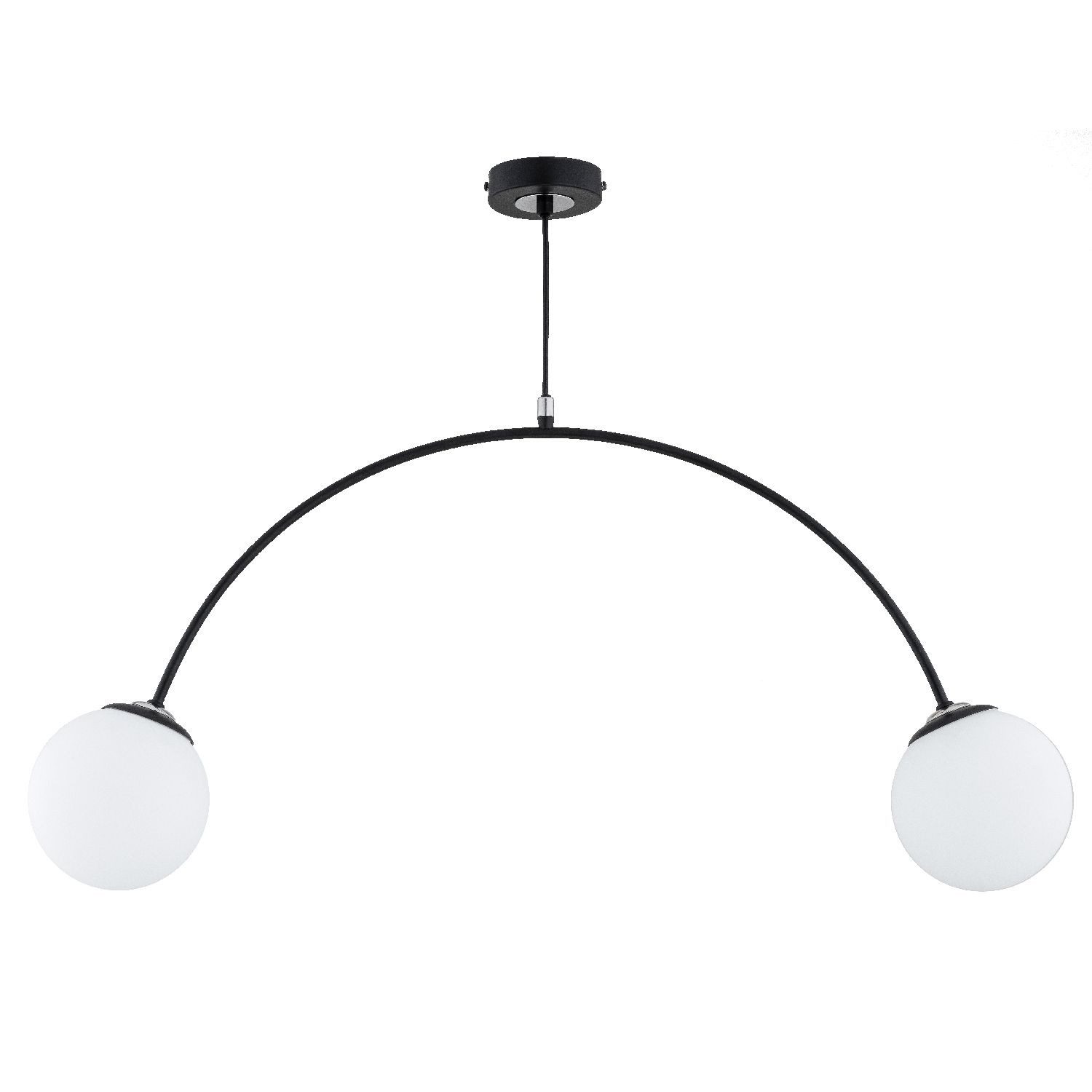 Licht-Erlebnisse Deckenleuchte CAROSO, ohne Leuchtmittel, Glas Metall E14 Schwarz Weiß 2-flammig Kugelschirm Modern