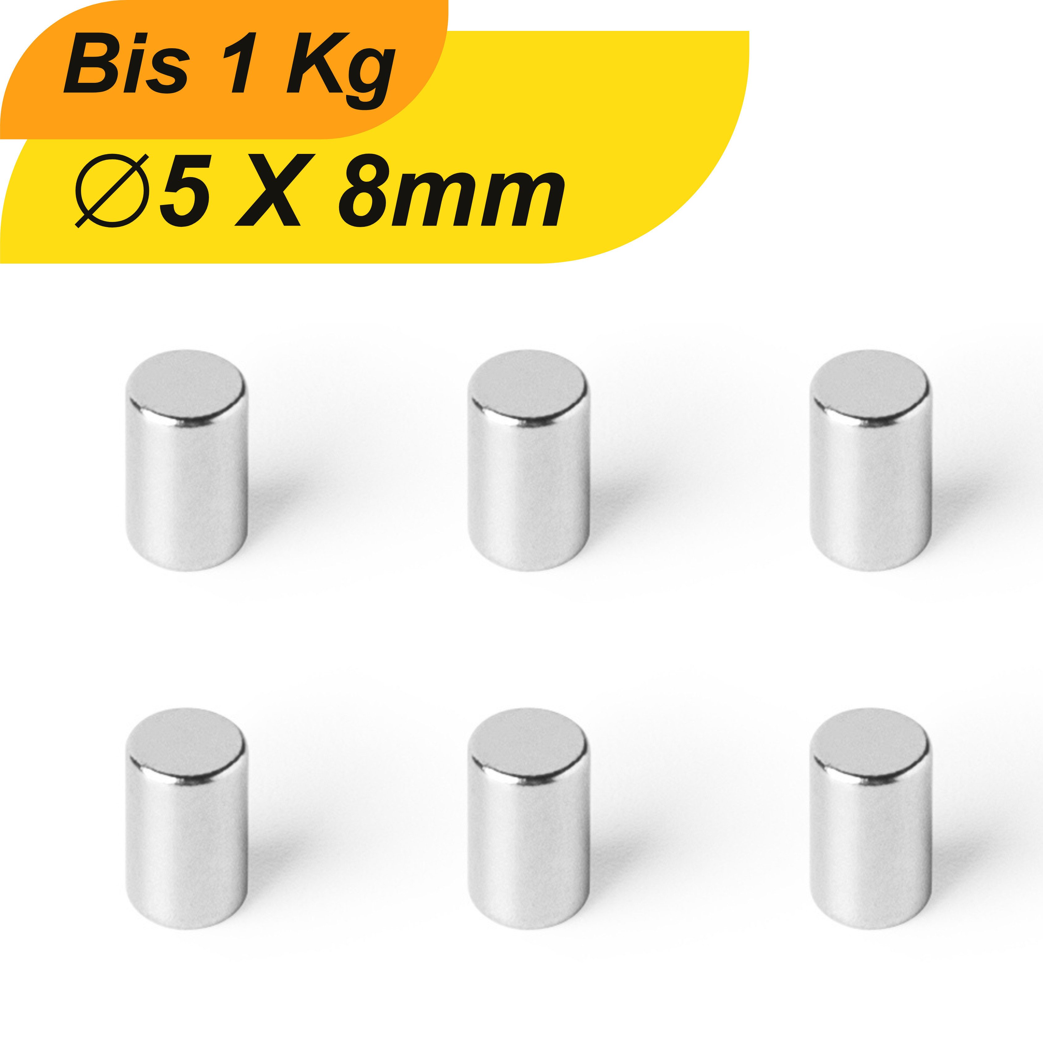 Magnet Neodym Magnet 5mm x 8mm Supermagnete hohe Haftkraft Scheibenmagnet