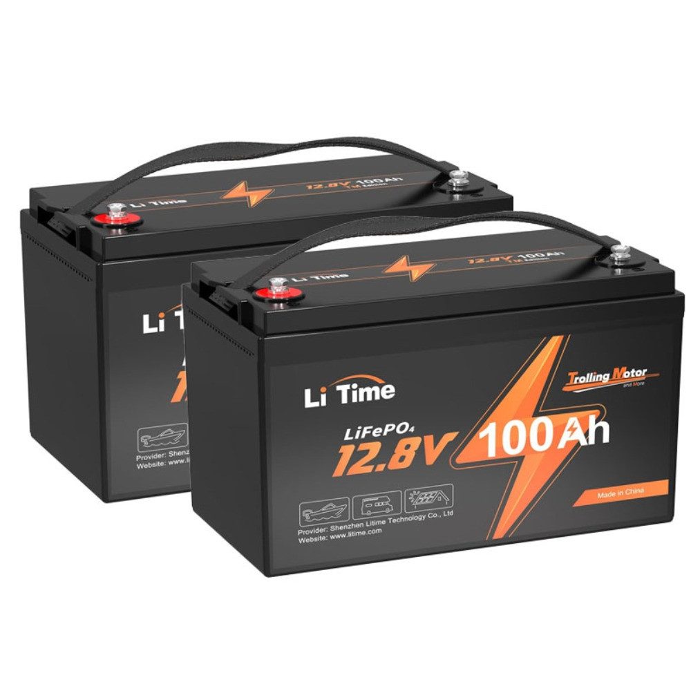 LiTime 12V 100Ah TM LiFePO4 Batterie Bootsbatterie mit Tieftemperaturschutz Solarakkus (12 V), 1280Wh Solarstromspeicher für Elektromotor mit 30-70 lb Schubkraft