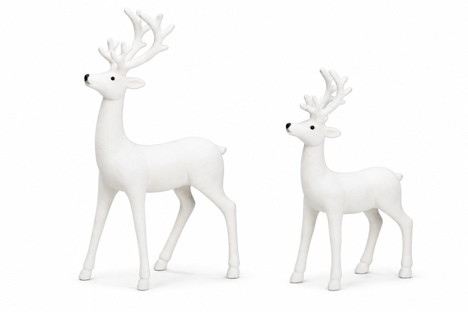 Wurm Weihnachtsfigur Deko Hirsch Set Weiß 2er Samt-Optik Weihnachtsdeko 30 & 19 cm