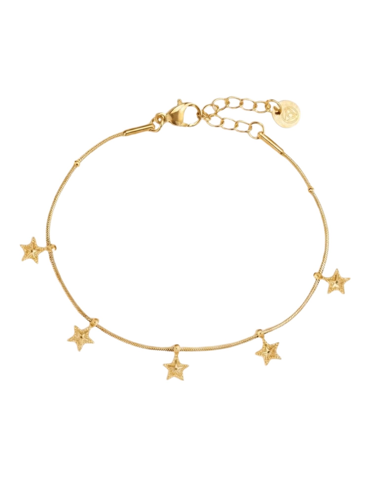 Adel Accessoires Edelstahlarmband Edelstahl Stern-Armband mit 5 Sternen – Gold & Silber, 16+3 cm, Filigranes Edelstahlarmband mit Sternen, Gold & Silber, 16+3 cm