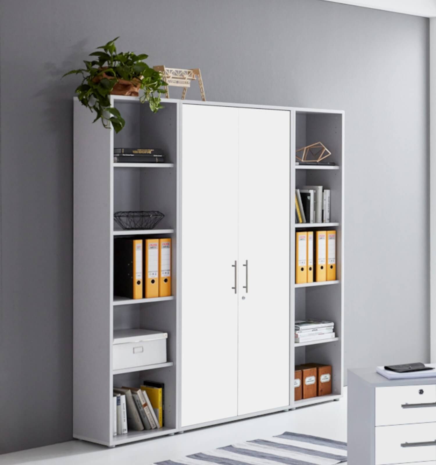 BMG Möbel Büromöbel-Set Office Edition Mini Set 5, Büromöbel komplett Set Arbeitszimmer Homeoffice inkl. Rollcontainer