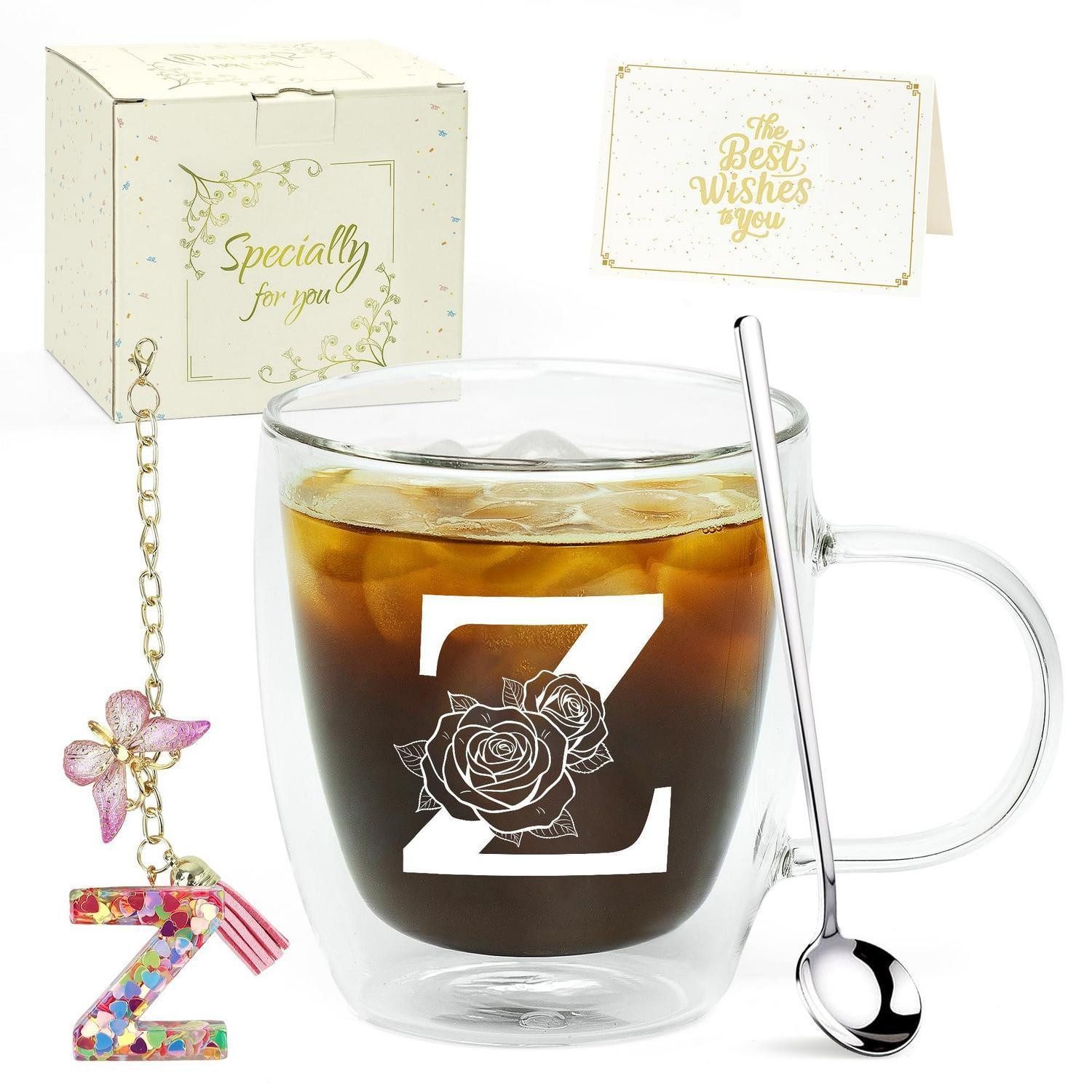 LuxusKollektion Latte-Macchiato-Glas Latte Macchiato Glas personalisiert mit Initialen, Glas