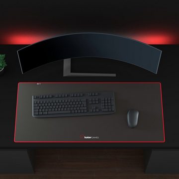 KaterGames Gaming Mauspad Mousetrap #1, vernähte Kanten, wasserabweisend, 900x400mm, Dunkelgrau-Rot