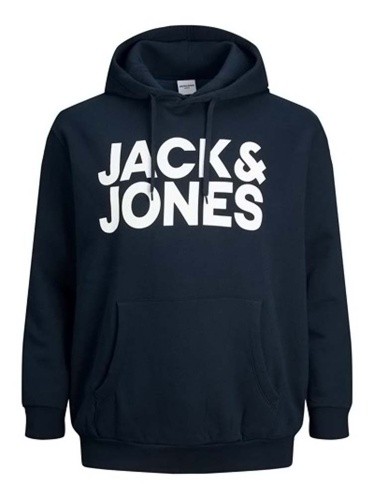 Jack & Jones Hoodie JJECORP LOGO aus Baumwollmix Navy Blazer LARGE PRINT 12163777 | Sweatshirts