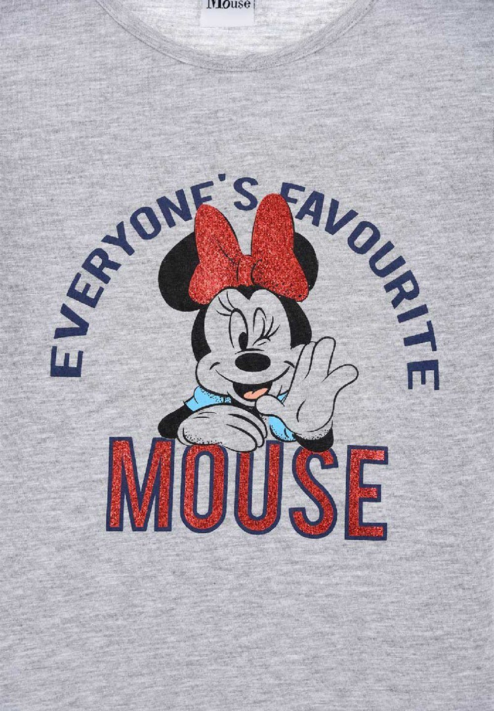 Disney Minnie Mouse Langarm-Shirt Longsleeve Langarmshirt Mini Grau Oberteil Maus Mädchen