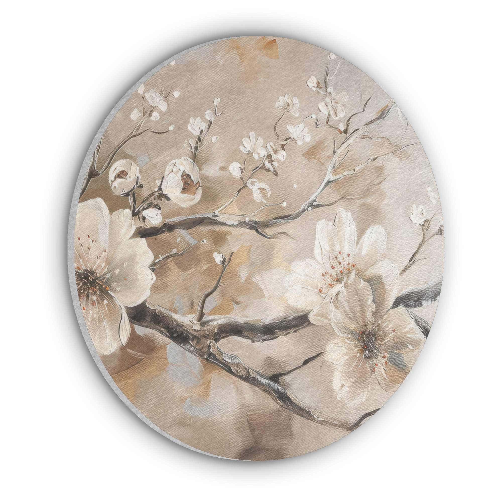 MuchoWow Живопис Blumen - Natur - Weiß - Blüte - Abstrakt, Fotodruck (1 St), Akustikpaneele rund, Schalldämmung, Akustikbilder 30x30 cm