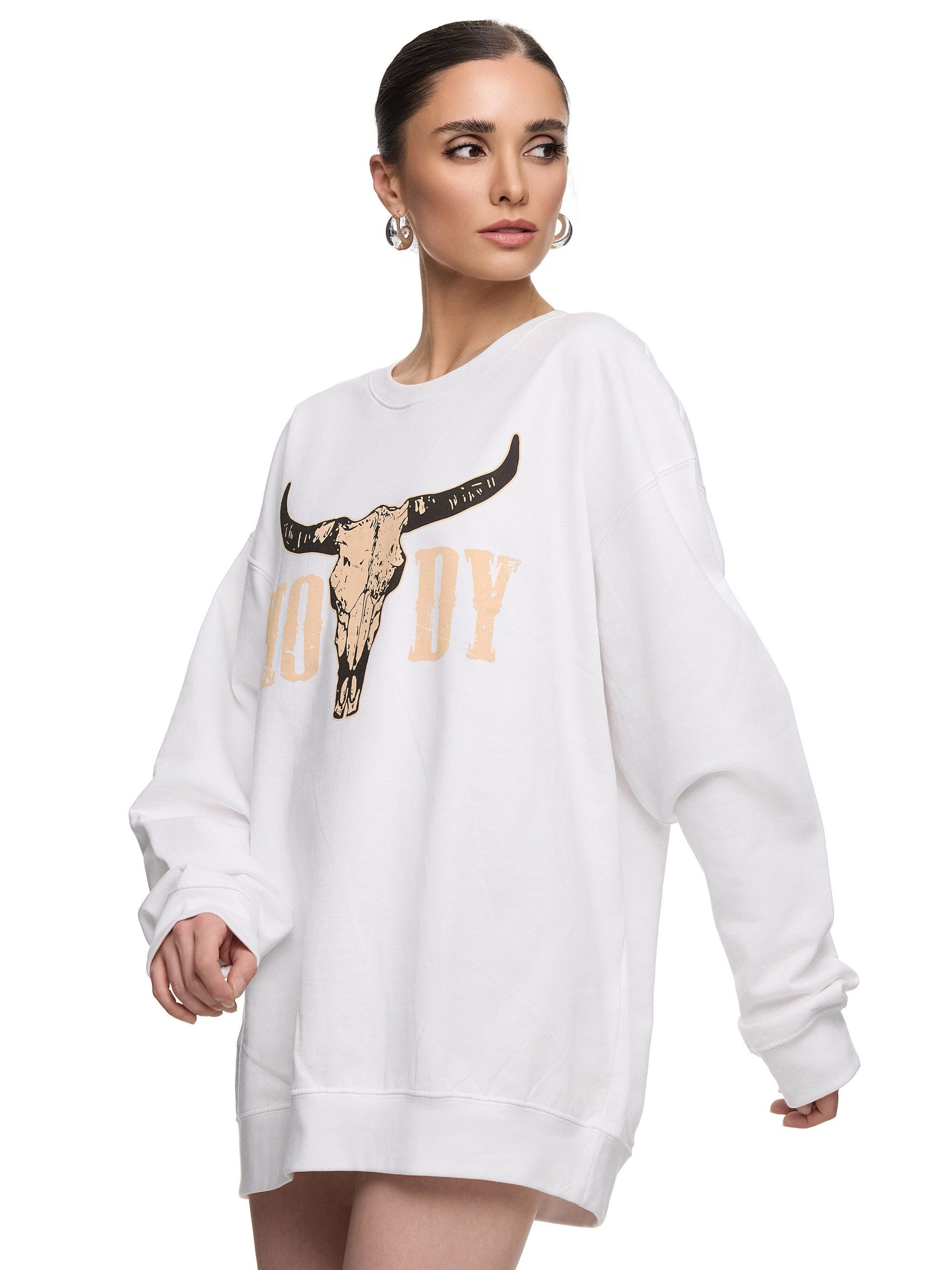 Worldclassca Sweatshirt Worldclassca Oversized Sweatshirt Print HOWDY Stier Langarm Pullover Print - HOWDY
