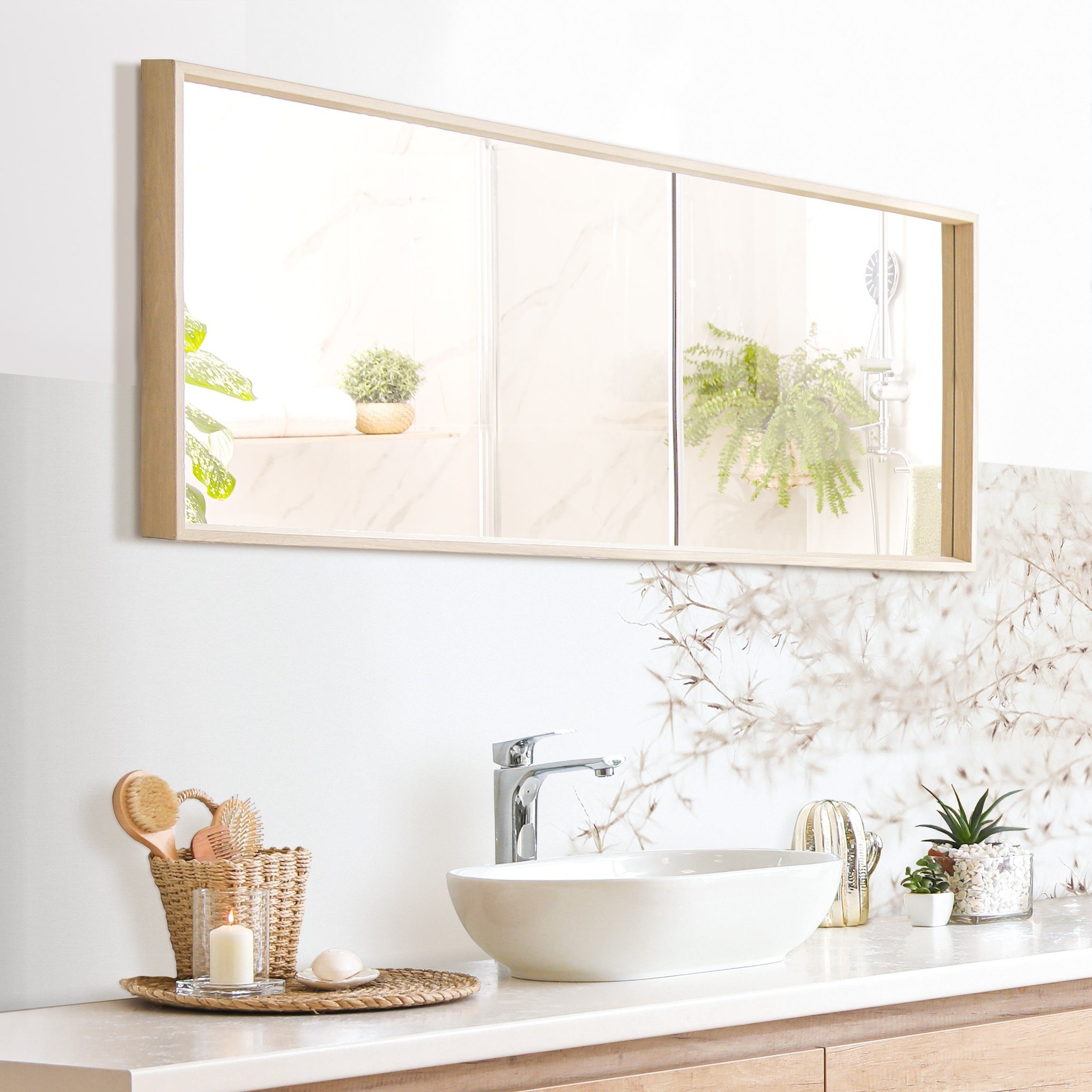 Bilderdepot24 Badrückwand beige fugenlose Wandverkleidung Bad Landhaus, (Hartfolie matt » Selbstklebend SMART 0,35 mm), wasserfestes Wandpaneel Ein Windhauch Gras