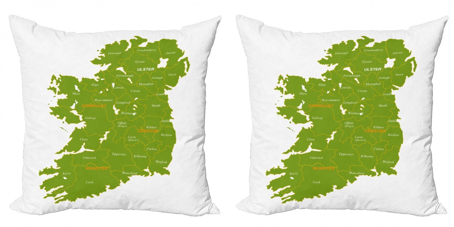 Stück), Digitaldruck, Graphics Irland Accent Doppelseitiger (2 Modern Kissenbezüge Abakuhaus Informative Karte