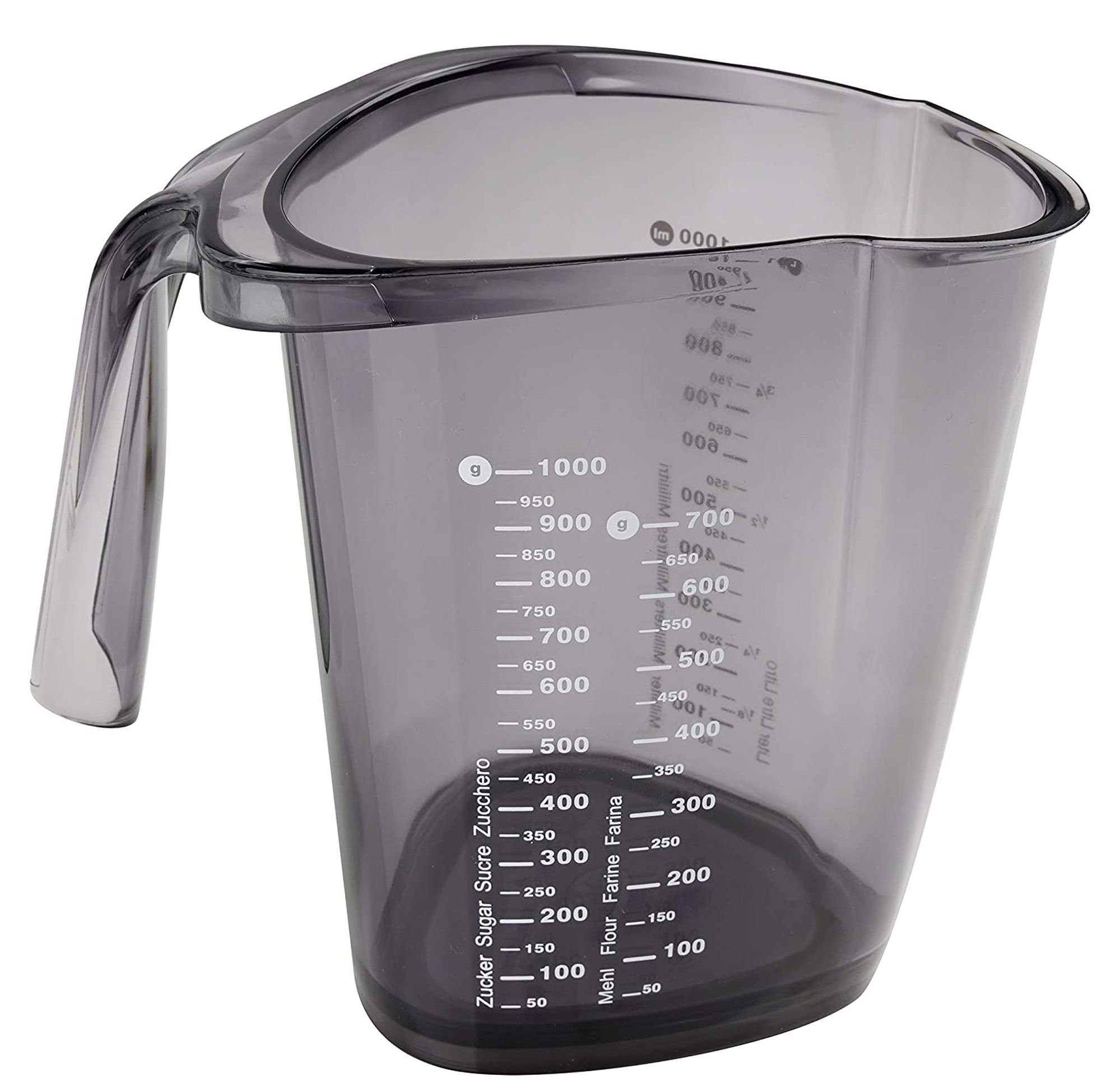 Dr. Oetker Küchenhelfer Messbecher Design Messbecher 1 Liter Maßbecher Grau Transparent Backzubehör Dr.