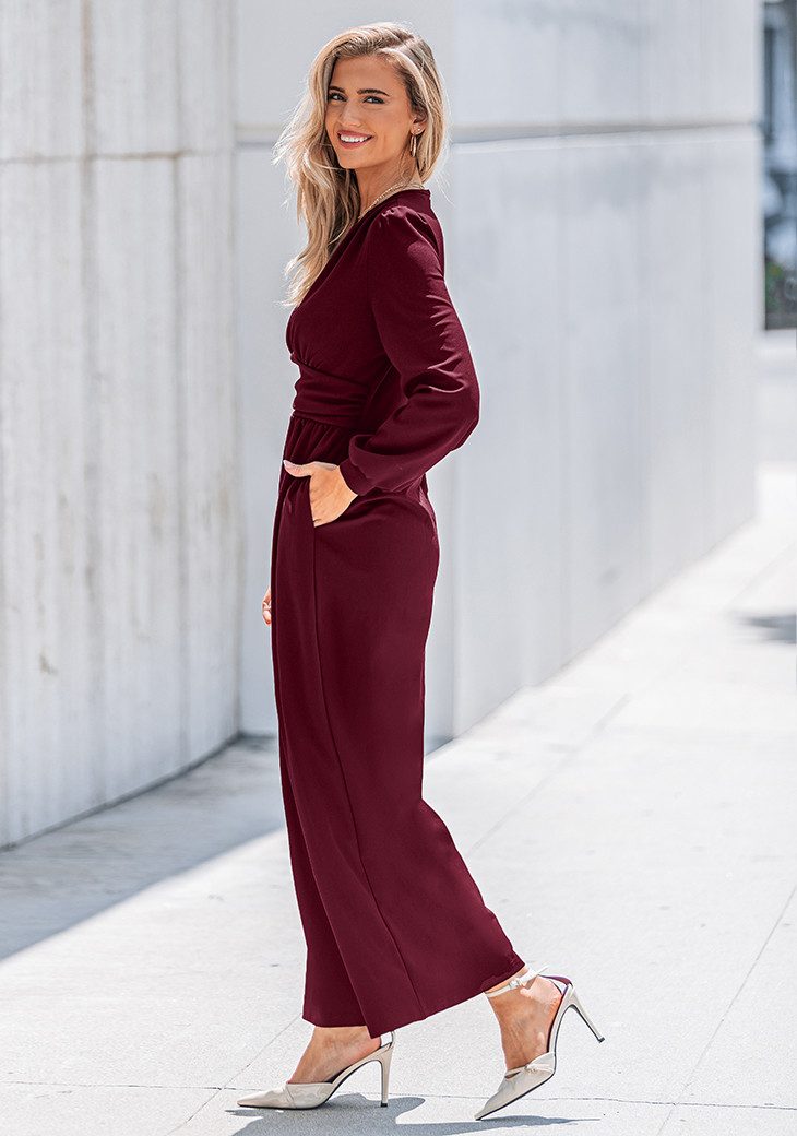 Cupshe Culotte-Overall Eleganter Samt-Jumpsuit in Burgunderrot