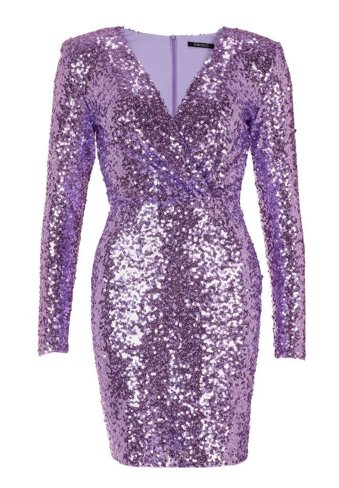 Paillettenkleid - Partykleid - Langarm Kleid - Midikleid - Glitzerkleid