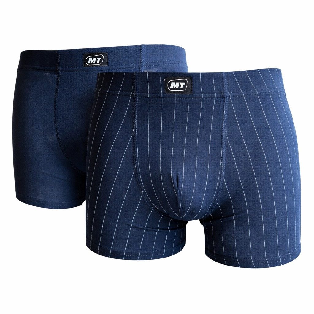 Toker Collection® Boxershorts Herren Pants 2er-Pack,Baumwolle/Elasthan, uni & gestreift (Packung, 2er Pack) Frontlabel mit Markenlogo