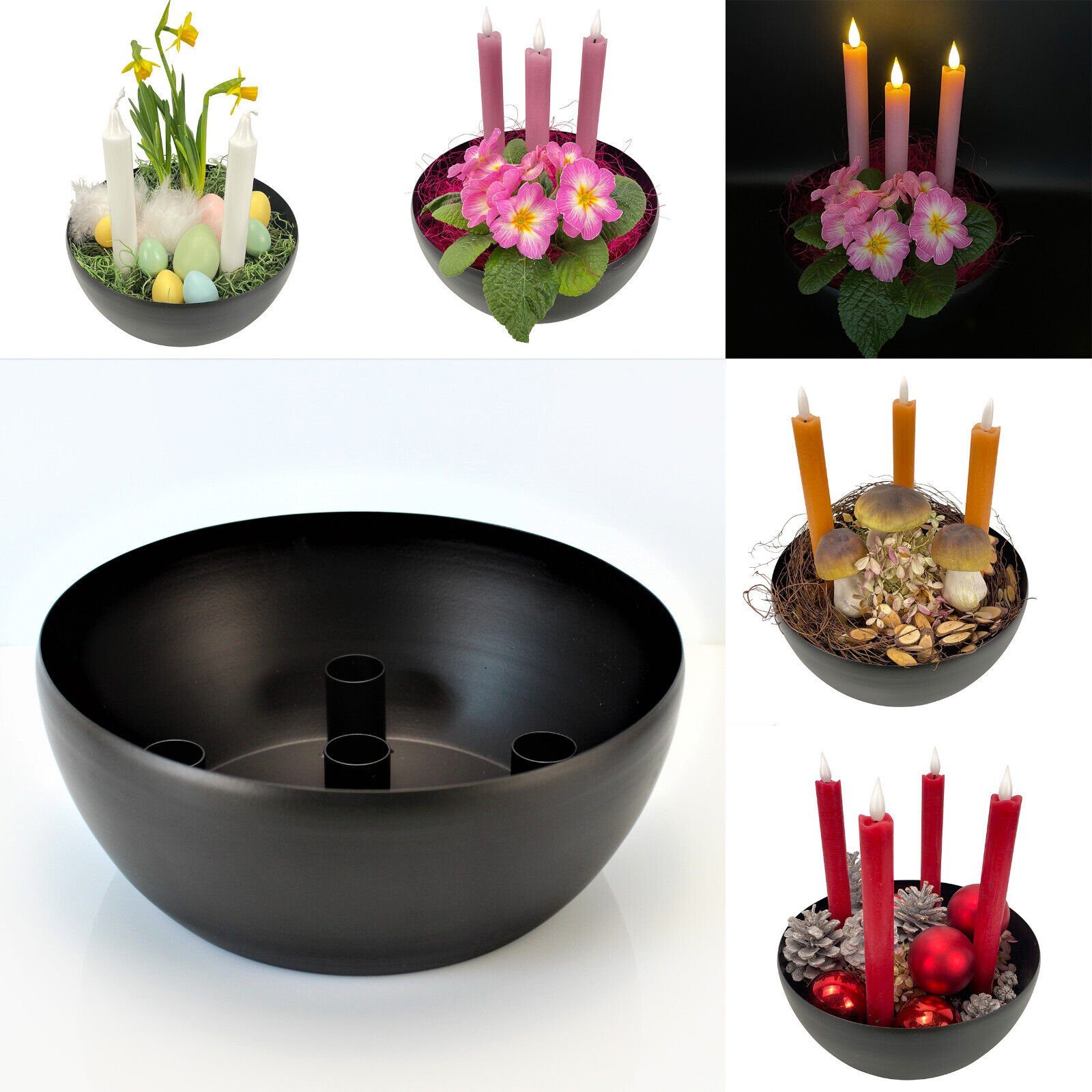 Online-Fuchs Dekoschale Kerzenhalter für Stabkerzen aus Metall rund (Ostern günstig online kaufen