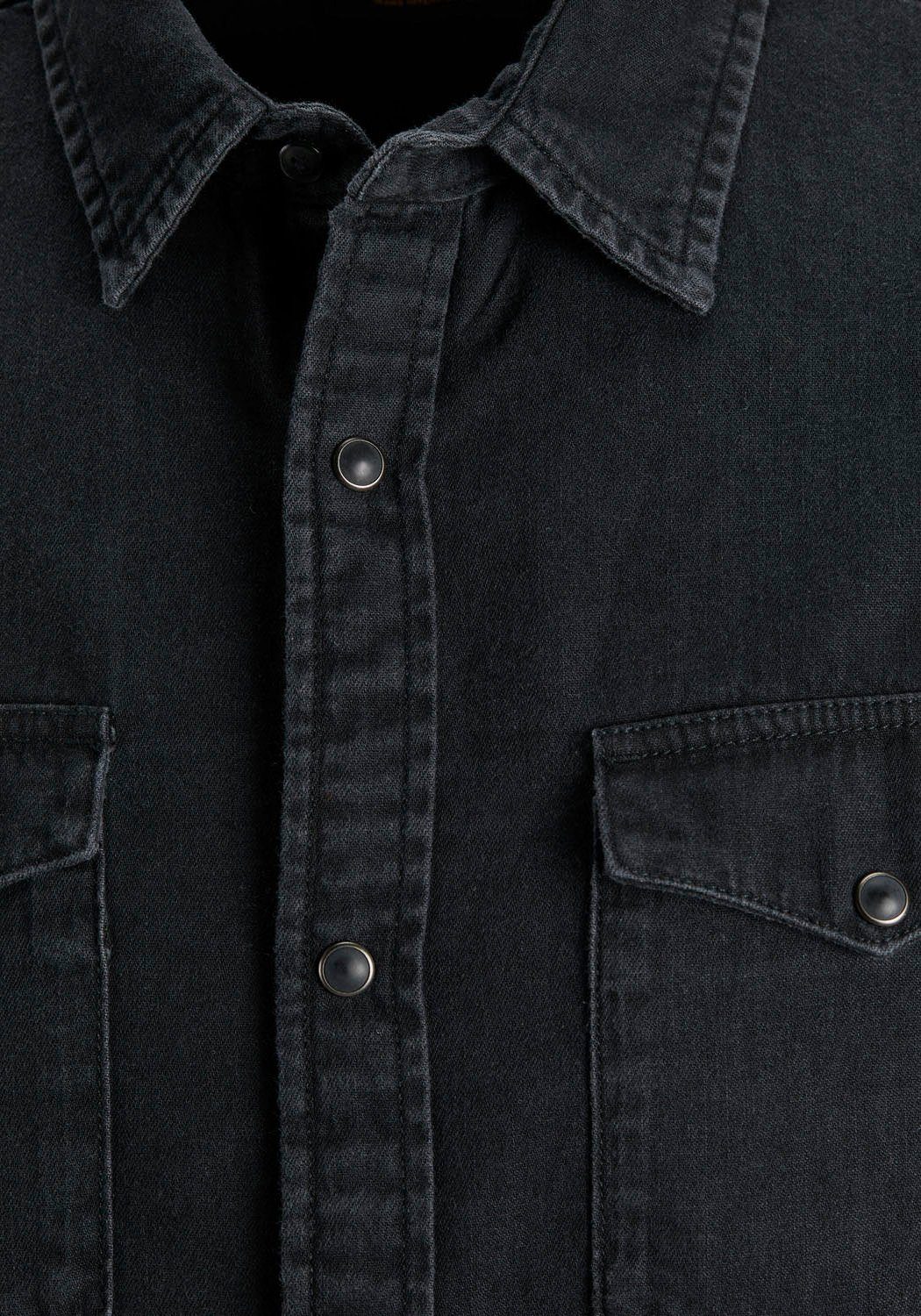 Jack & Jones Jeanshemd JJESHERIDAN im Workwear-Stil mit robuster Baumwollqualität unifarben, modisch, slim fit, Baumwolle, Hemdkragen